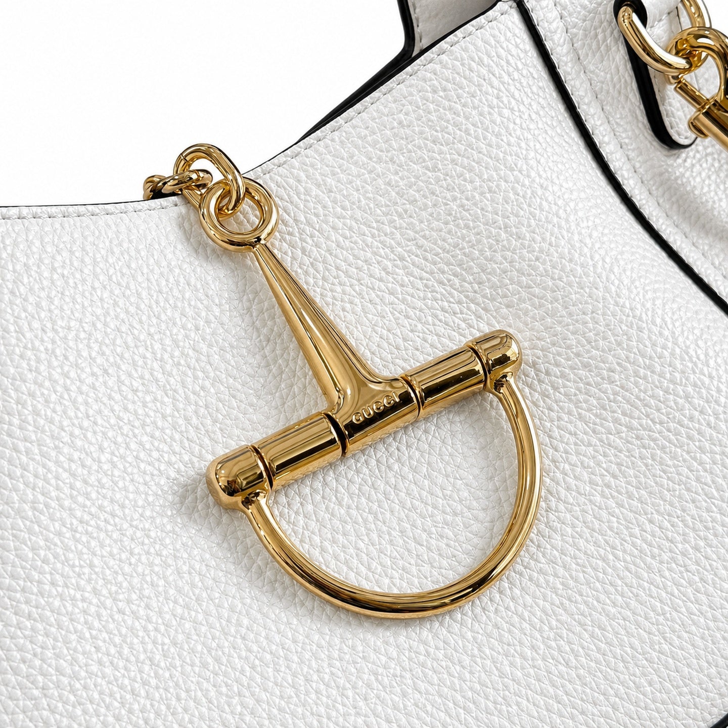 Gucci Horsebit Large Leather Black White Brown Gold Shoulder Bag