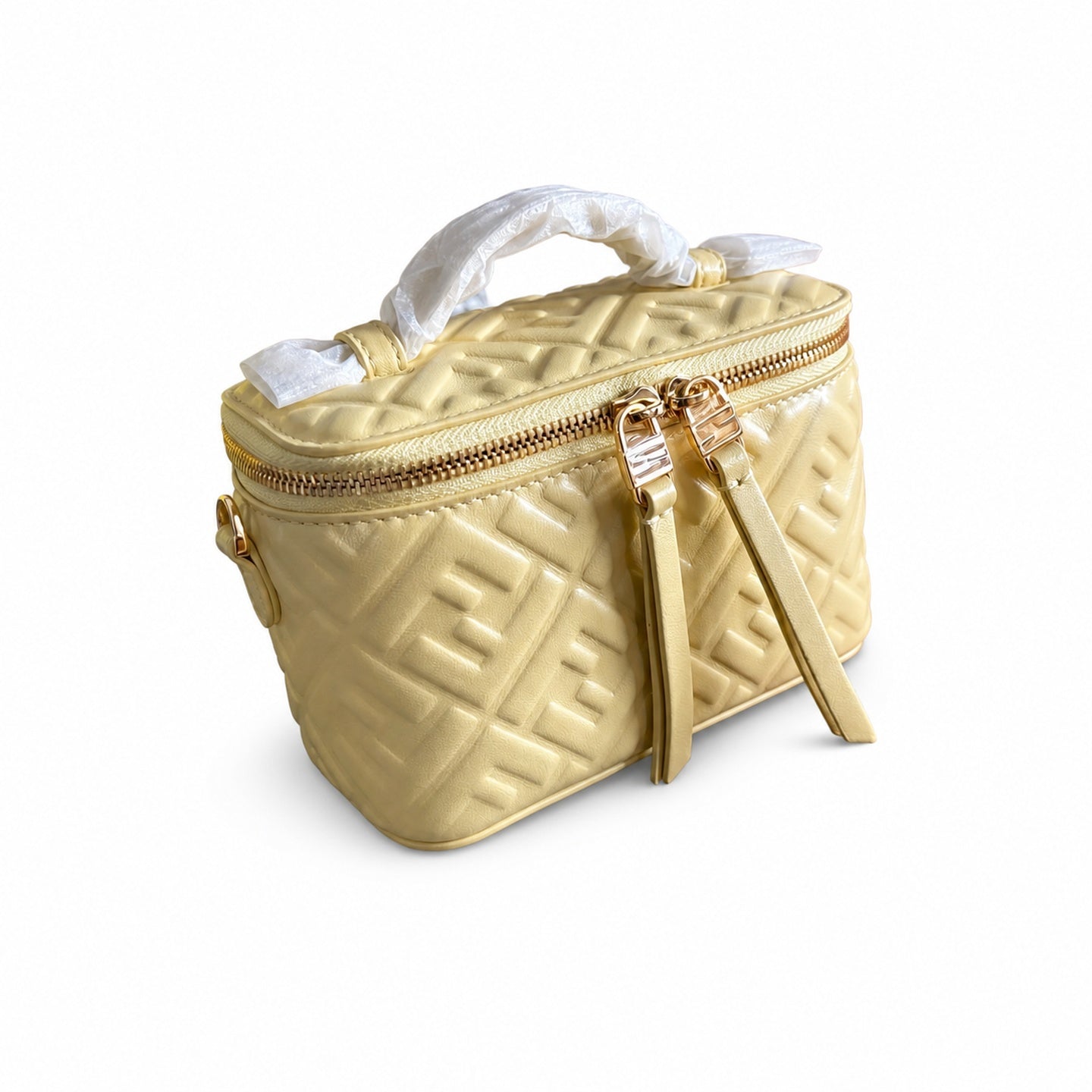 Fendi Mini Leather Yellow Gold Vanity Bag