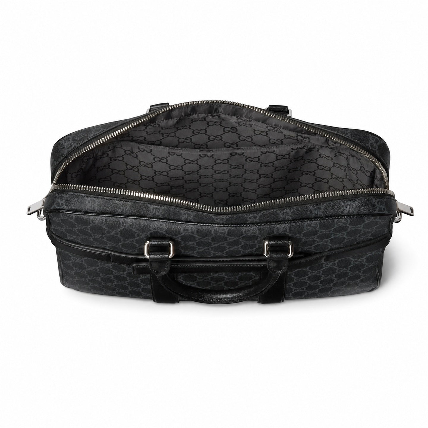 Gucci Supreme Large Nylon Leather Black White Suitcase