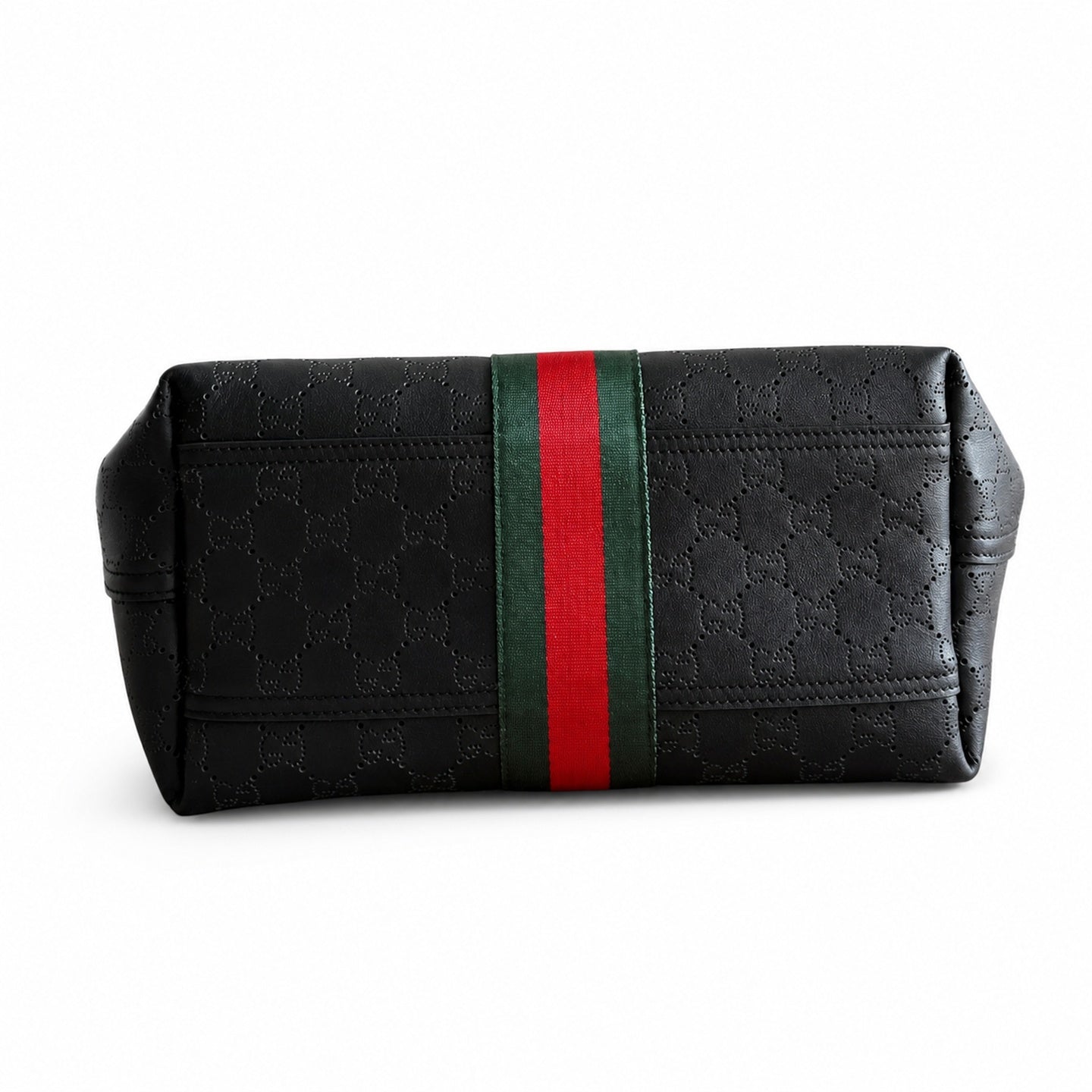 Gucci Giglio Leather Black Beige Gold Clutch