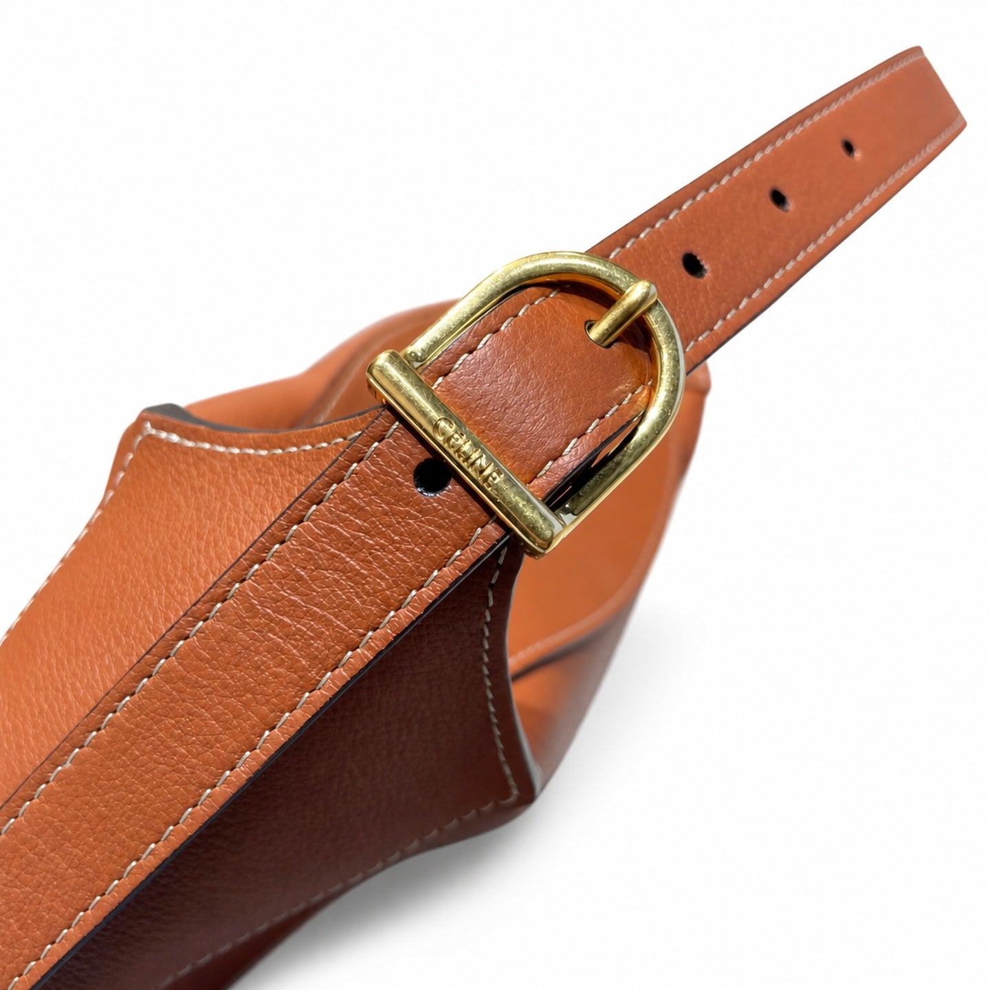 Celine Romy Leather Brown Yellow Gold Bag