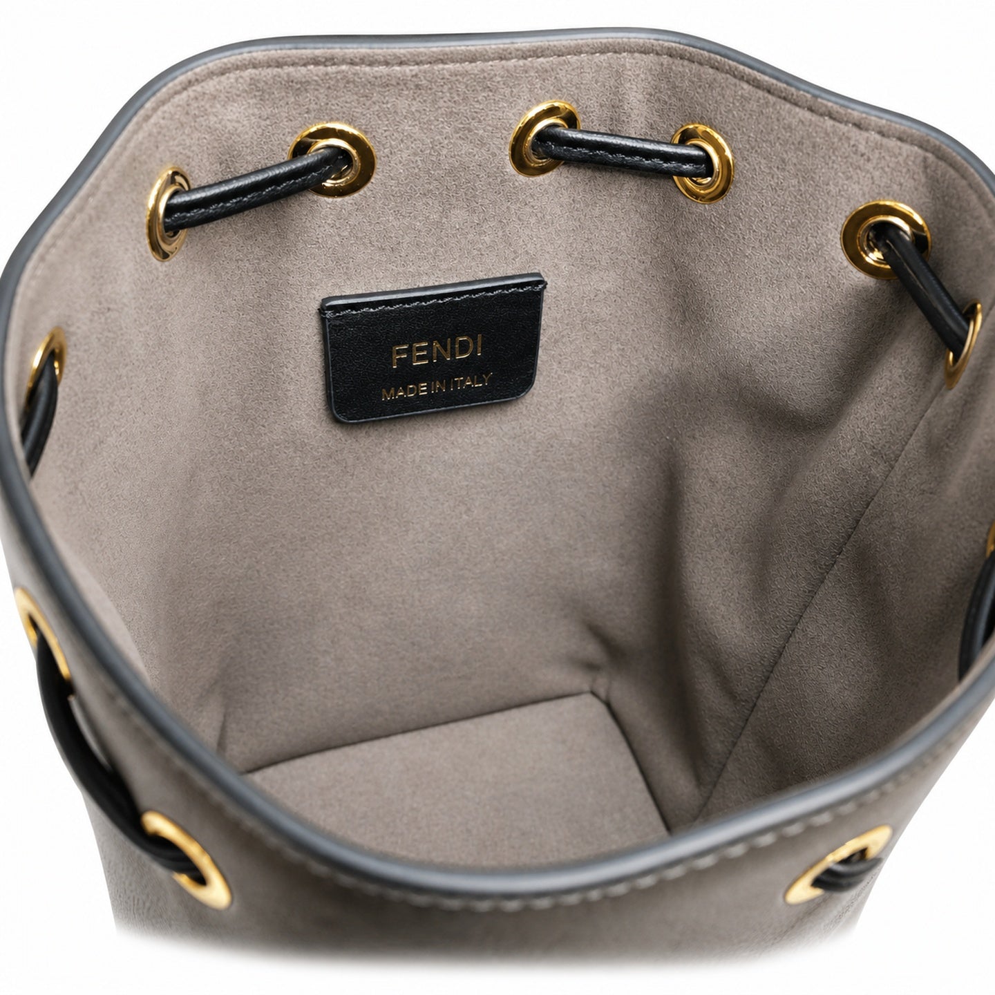 Fendi Mon Tresor Small Leather Black Gold Bucket Bag