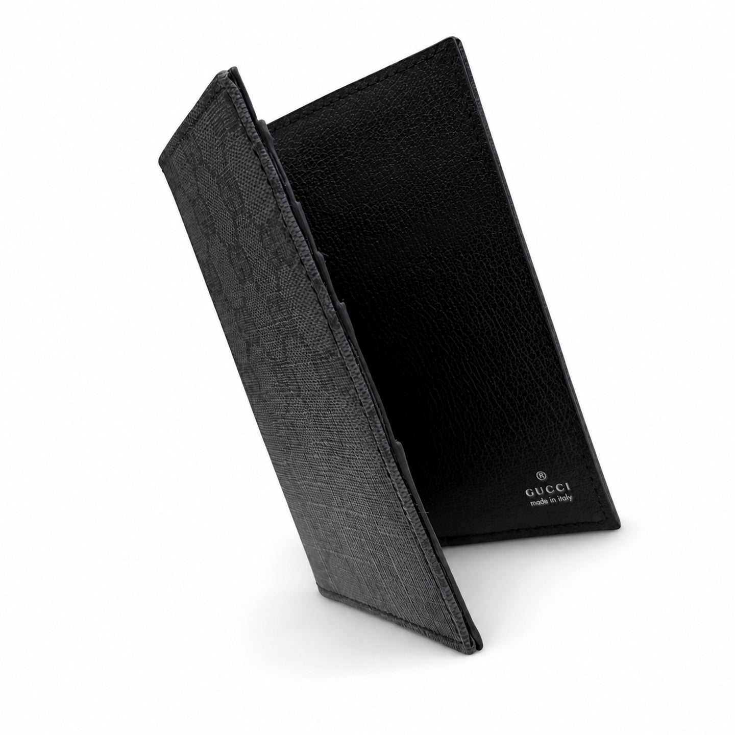Gucci Canvas Leather Black Silver Passport Holder