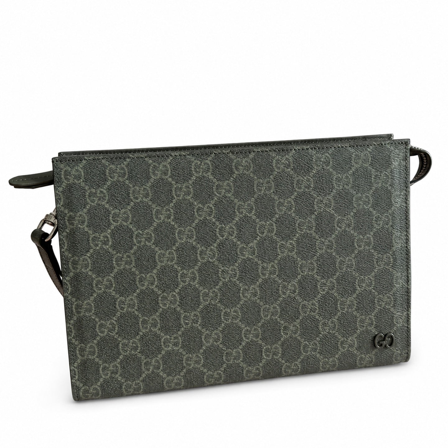 Gucci Supreme Cotton Canvas Leather Beige Red Green Clutch
