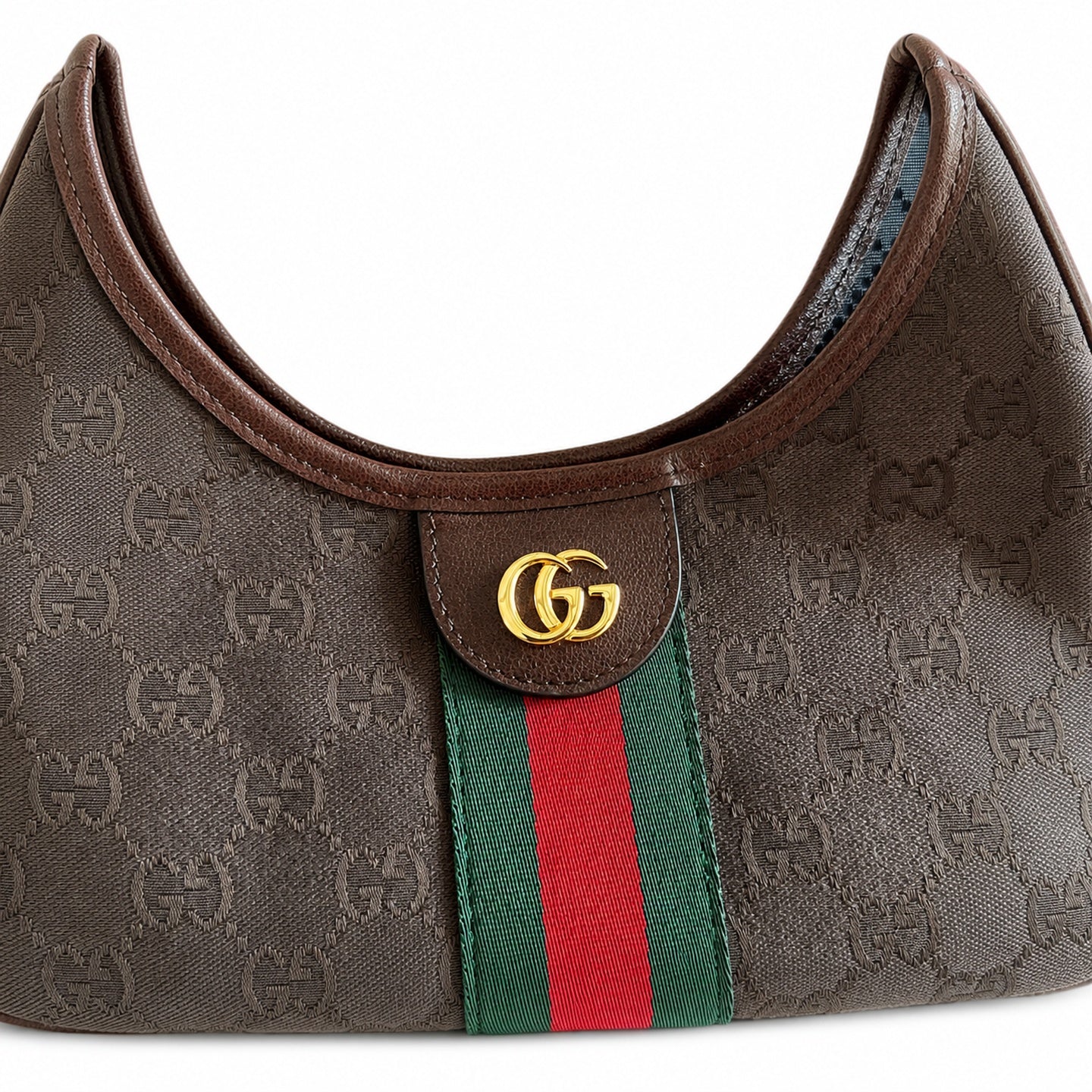 Gucci Giglio Canvas Leather Brown Red Green Gold Handbag