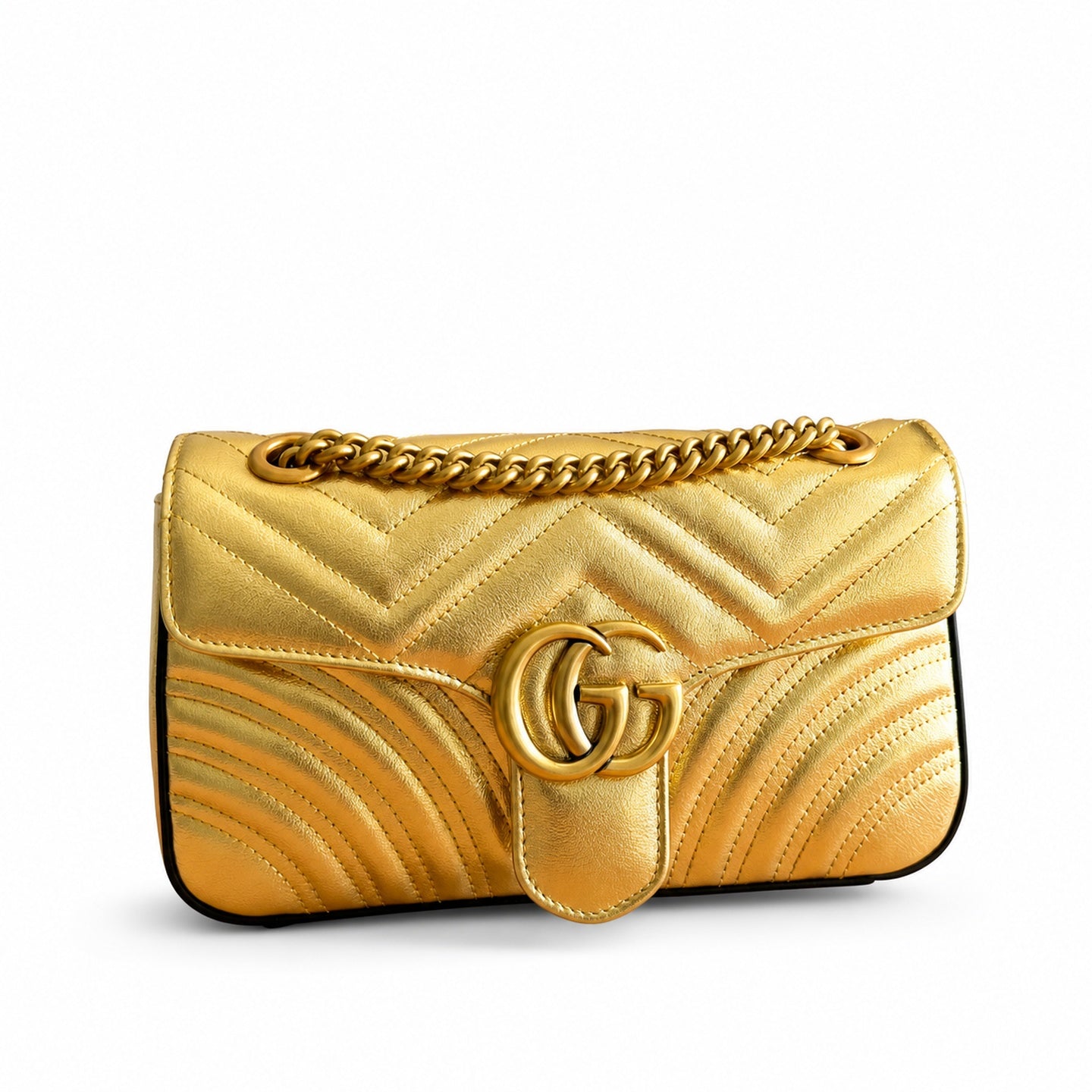 Gucci GG Marmont Leather Silver Handbag
