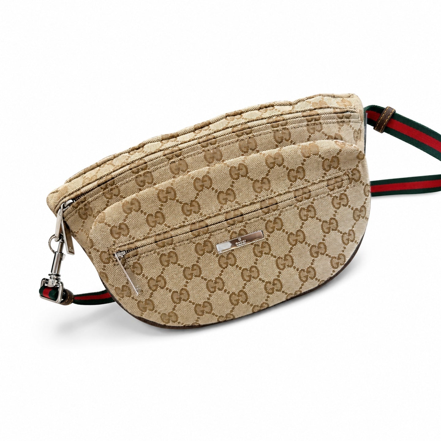 Gucci Canvas Brown Red Green Silver Bag
