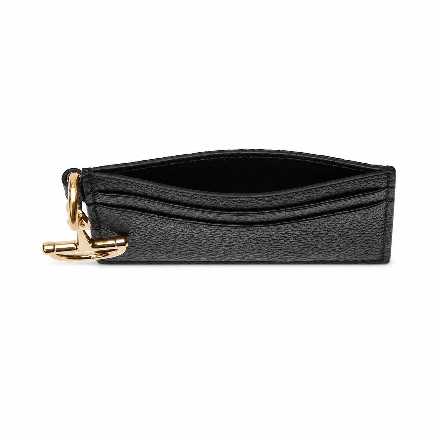 Gucci Horsebit Cotton Leather Black Gold Card Holder