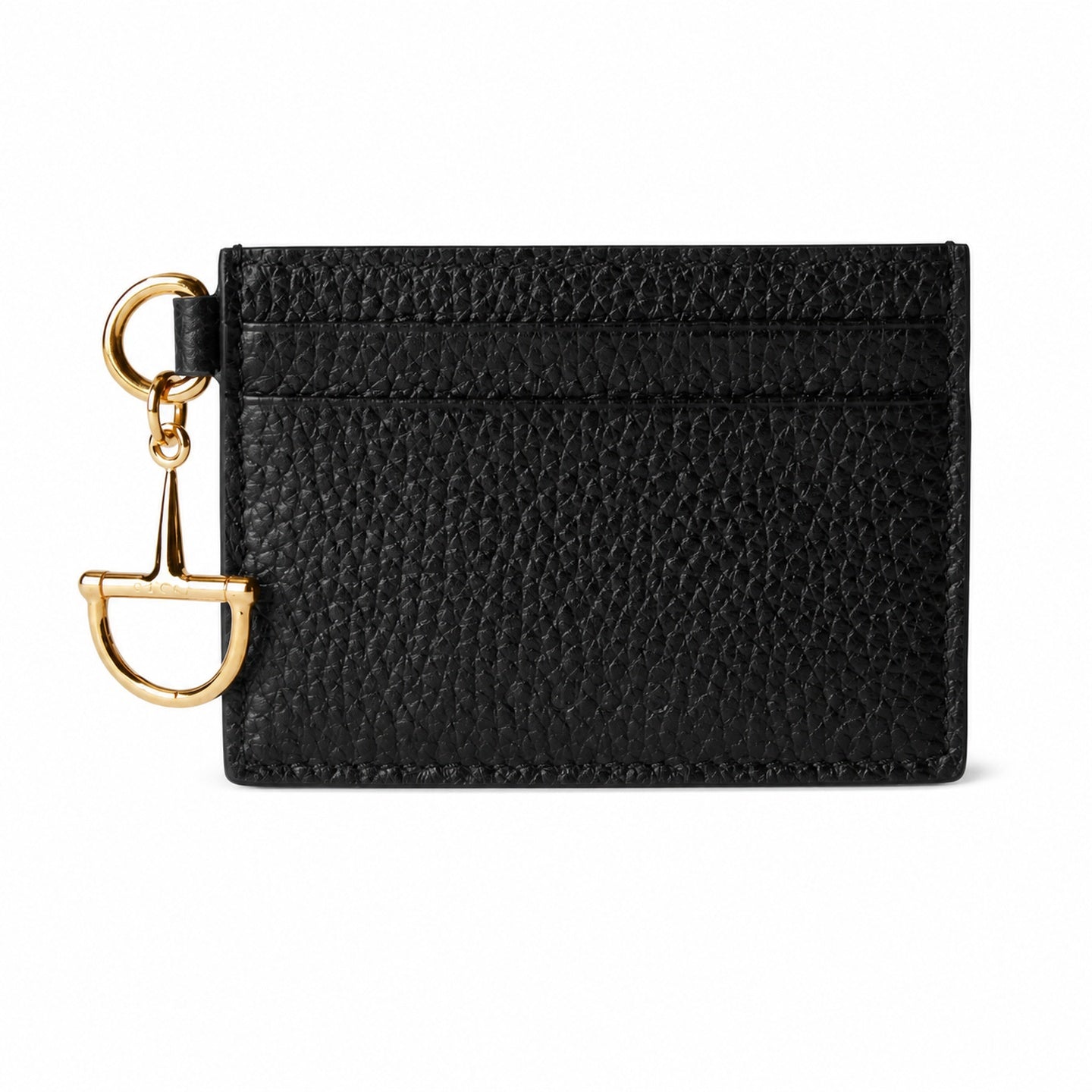 Gucci Horsebit Cotton Leather Black Gold Card Holder