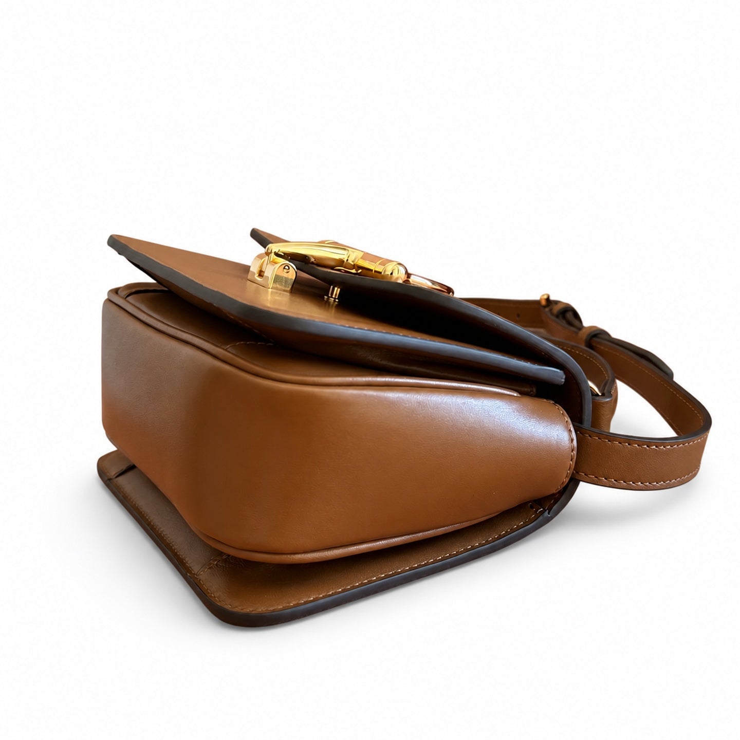 Gucci Horsebit Leather Black Brown Gold Handbag