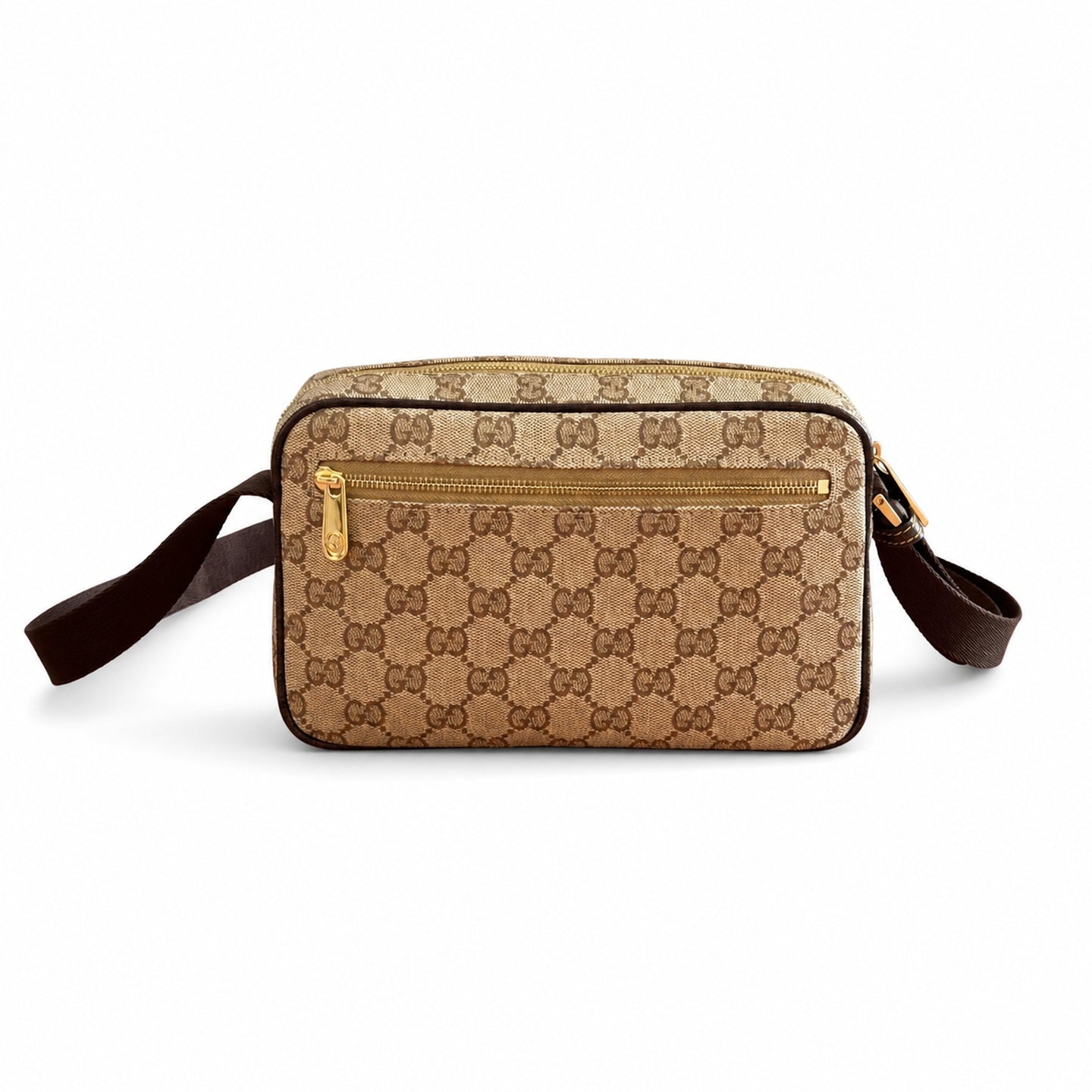 Gucci Small Canvas Nylon Leather Brown Red Green Bag