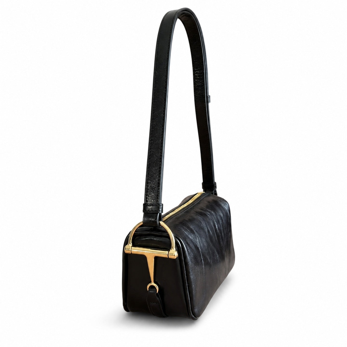 Gucci Horsebit Mini Cotton Leather Black Green Gold Bag