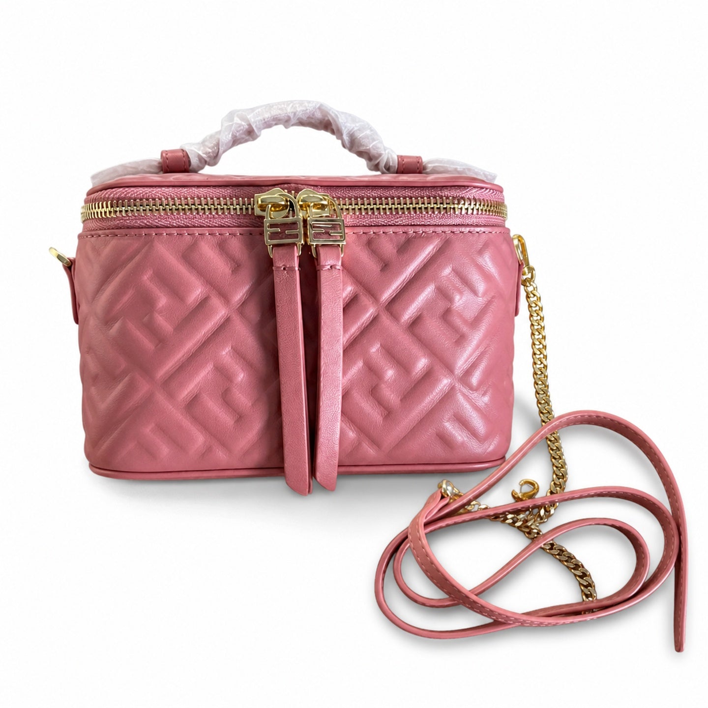 Fendi Mini Leather Pink Gold Vanity Bag