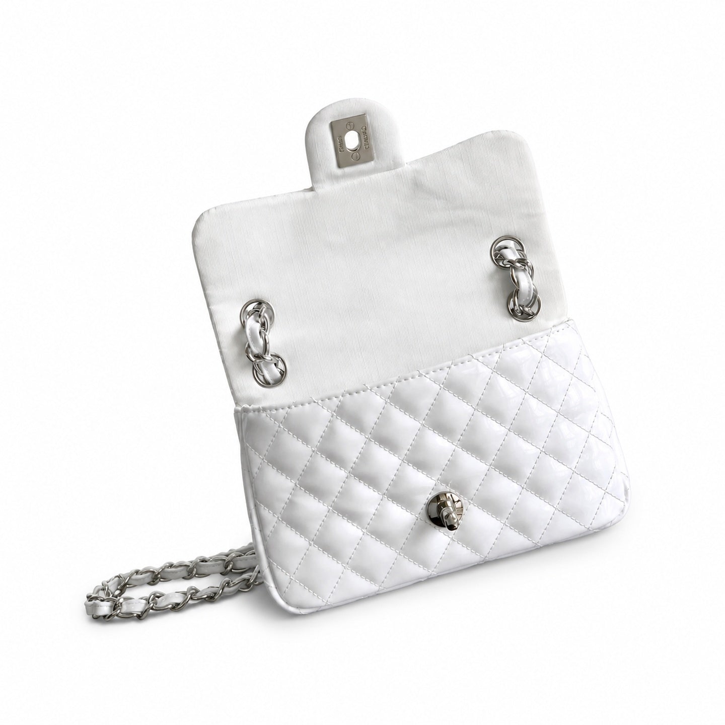 Chanel Medium Patent Leather White Bag