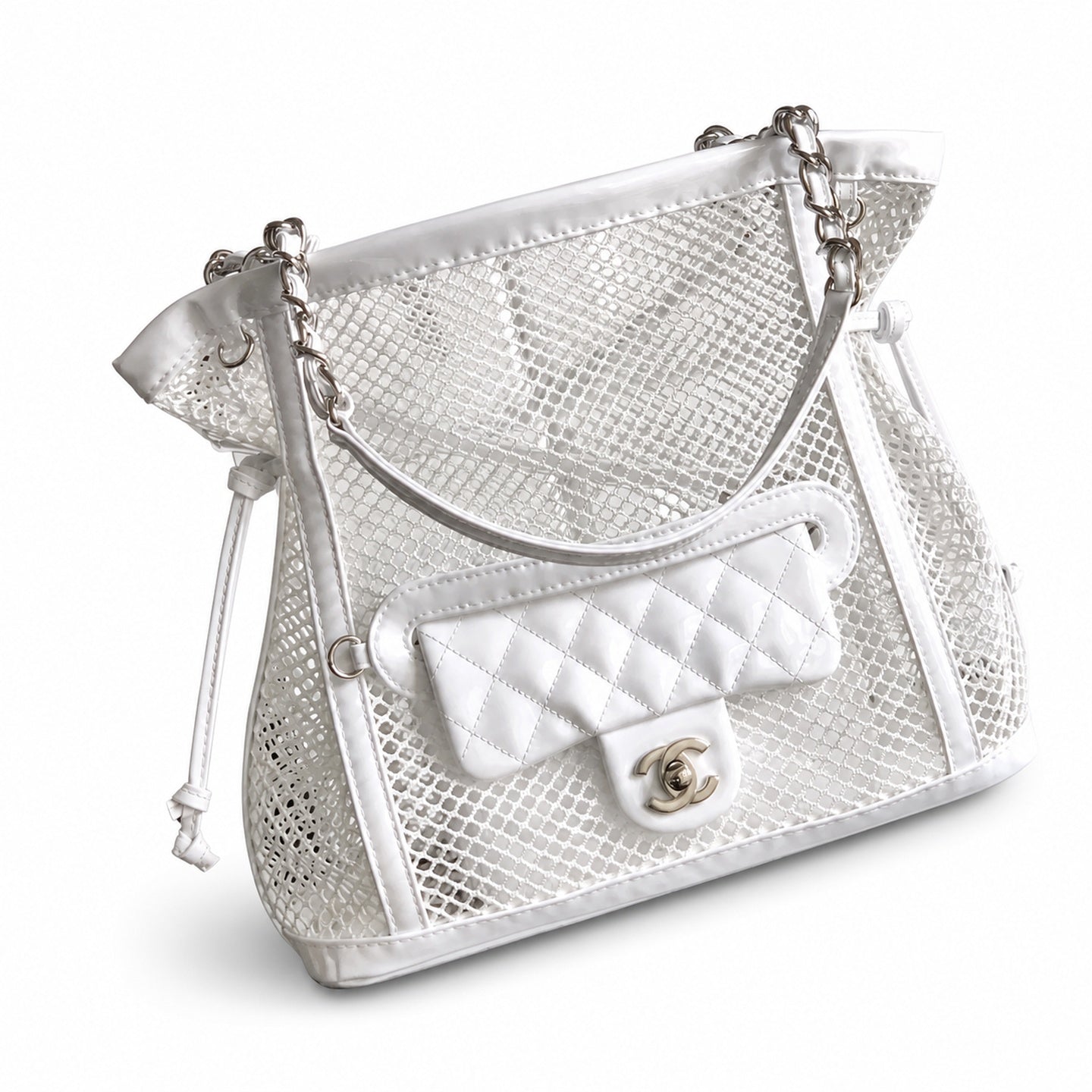 Chanel Small Patent Leather White Bag