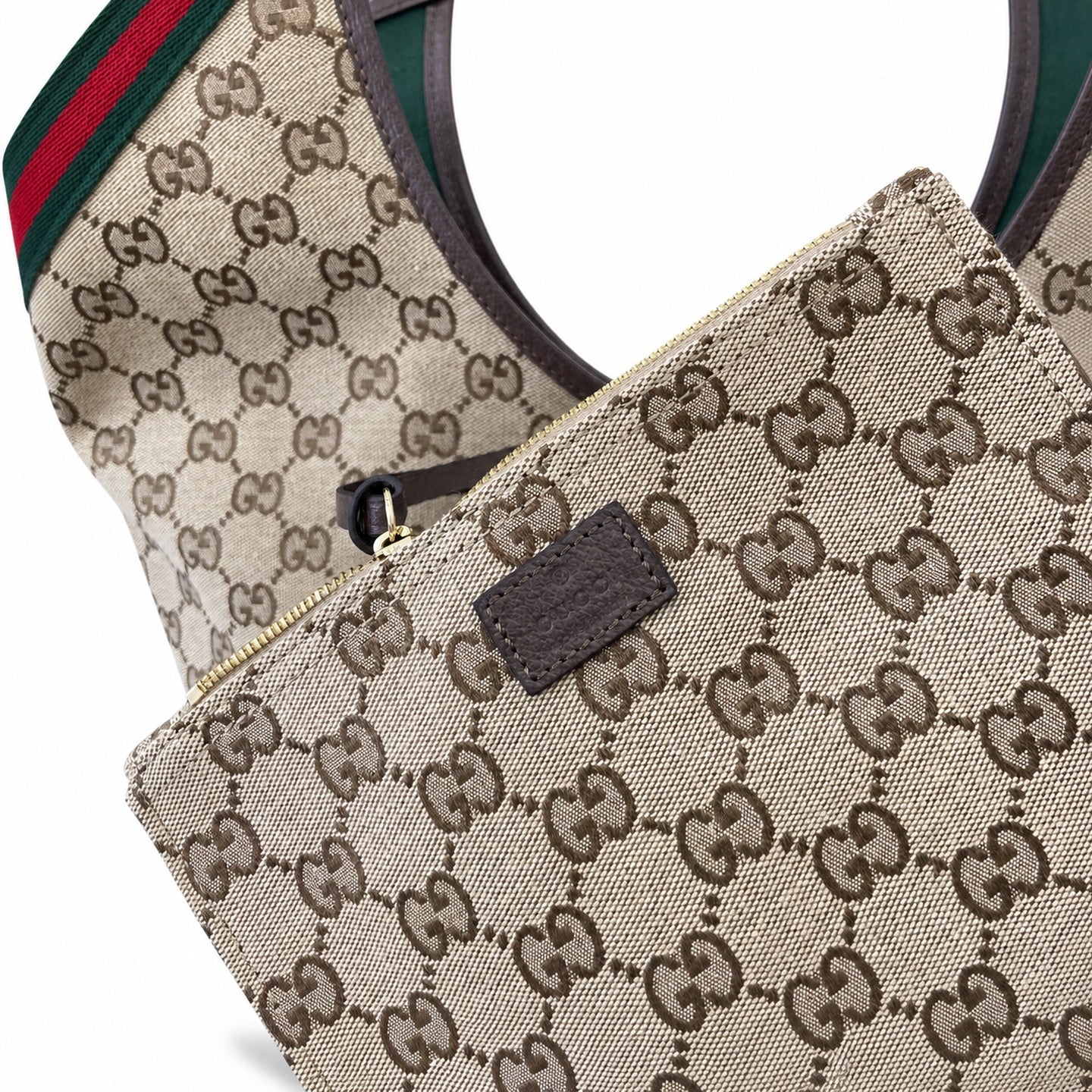Gucci Giglio Cotton Canvas White Brown Red Green Tote Bag