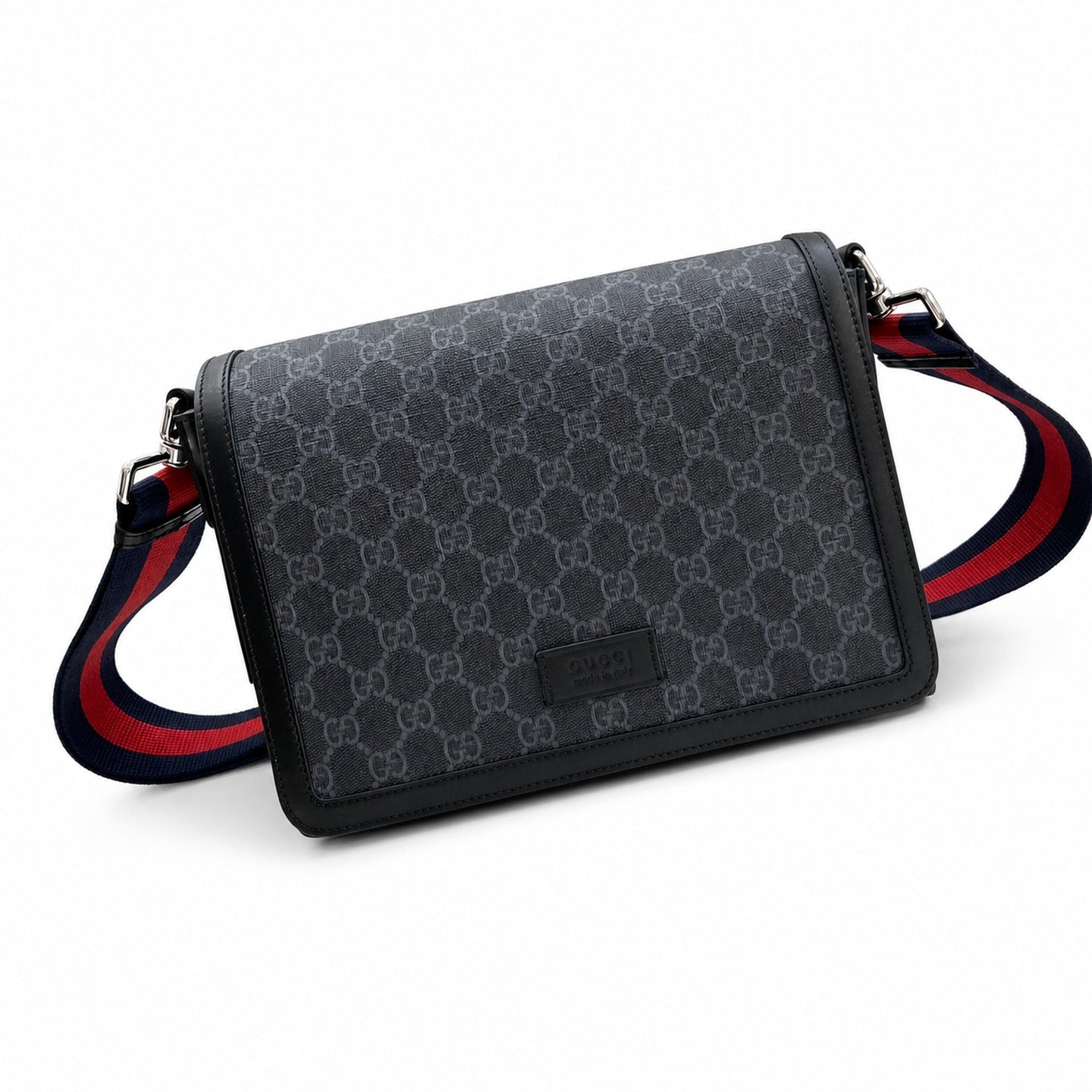 Gucci Supreme Cotton Canvas Leather Black Red Blue Green Crossbody Bag