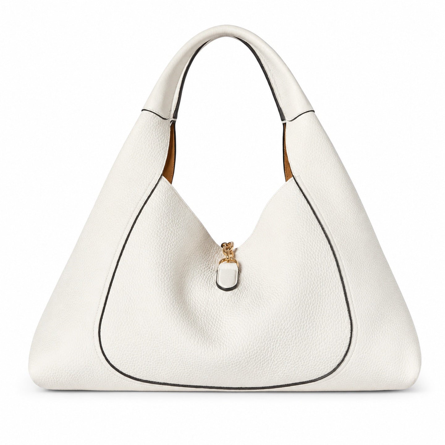 Gucci Horsebit Large Leather White Brown Gold Bag