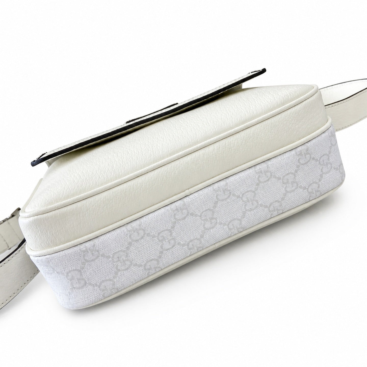 Gucci Supreme Mini Cotton Canvas Leather White Green Crossbody Bag