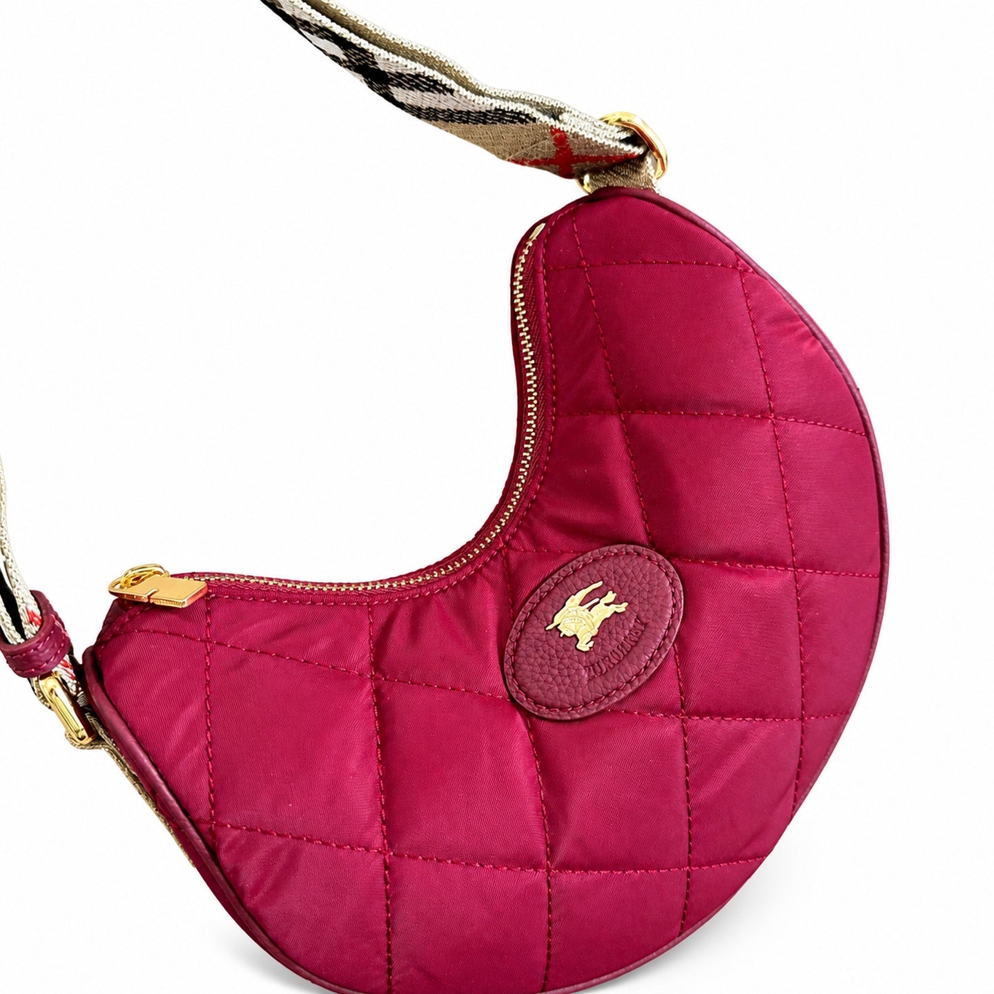 Burberry Horseshoe Quilted Nylon Check Crossbody Bag