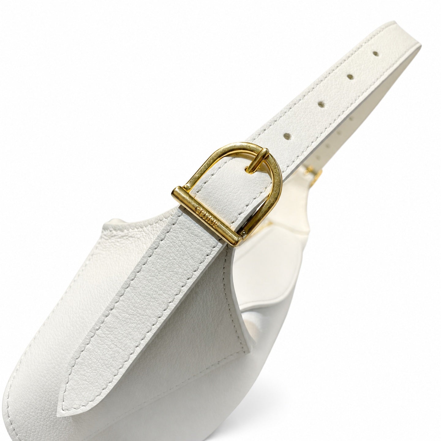 Celine Romy Leather White Gold Bag