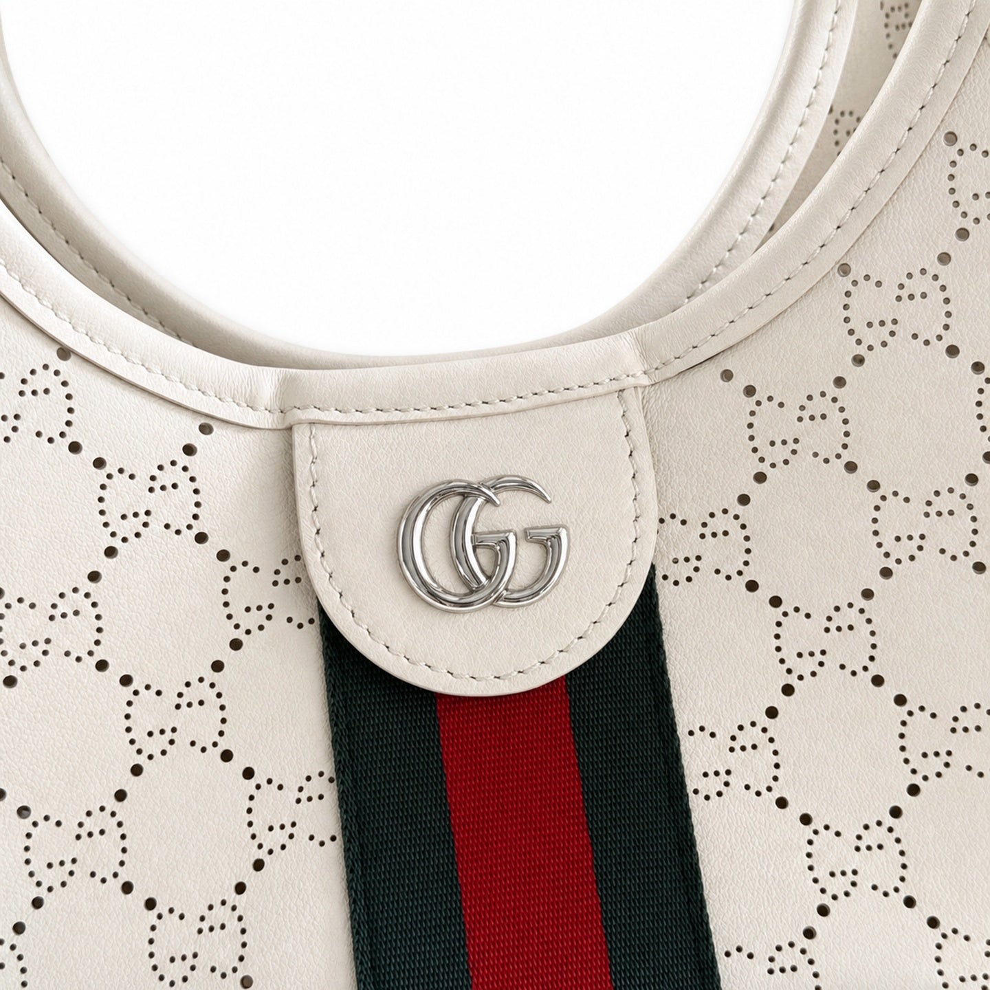 Gucci Giglio Leather Black White Beige Gold Clutch