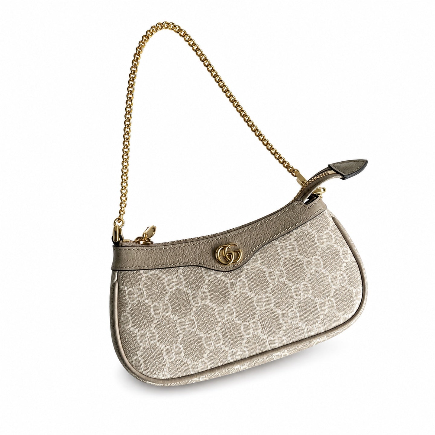 Gucci Ophidia Supreme Mini Cotton Canvas Leather Beige Brown Gold Handbag