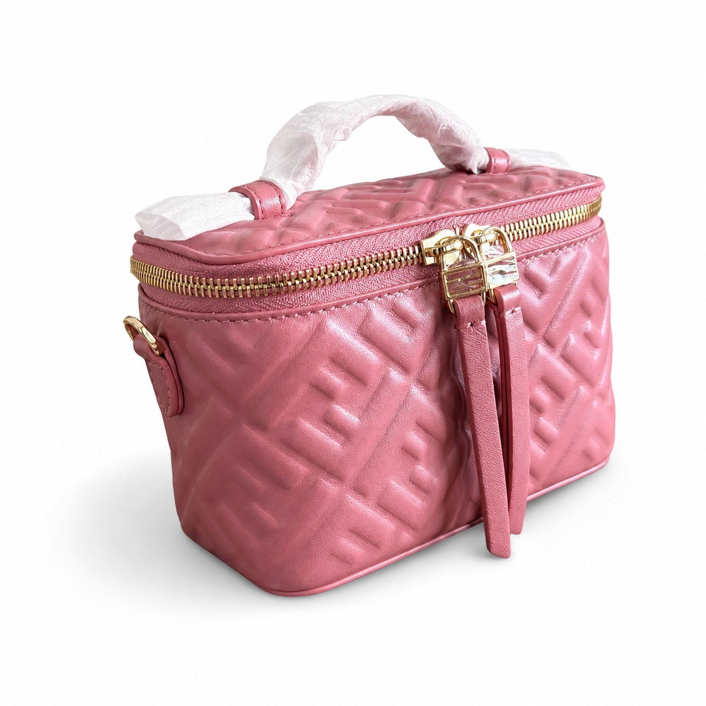 Fendi Mini Leather Pink Gold Vanity Bag