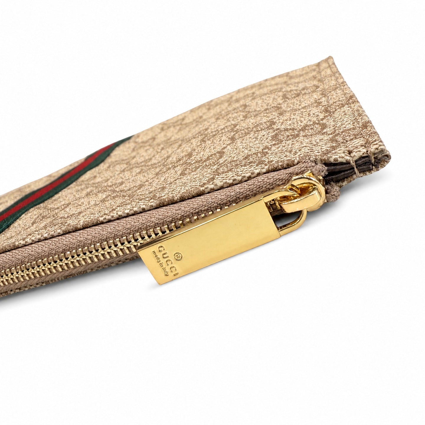 Gucci Small Canvas Leather Brown Gold Clutch