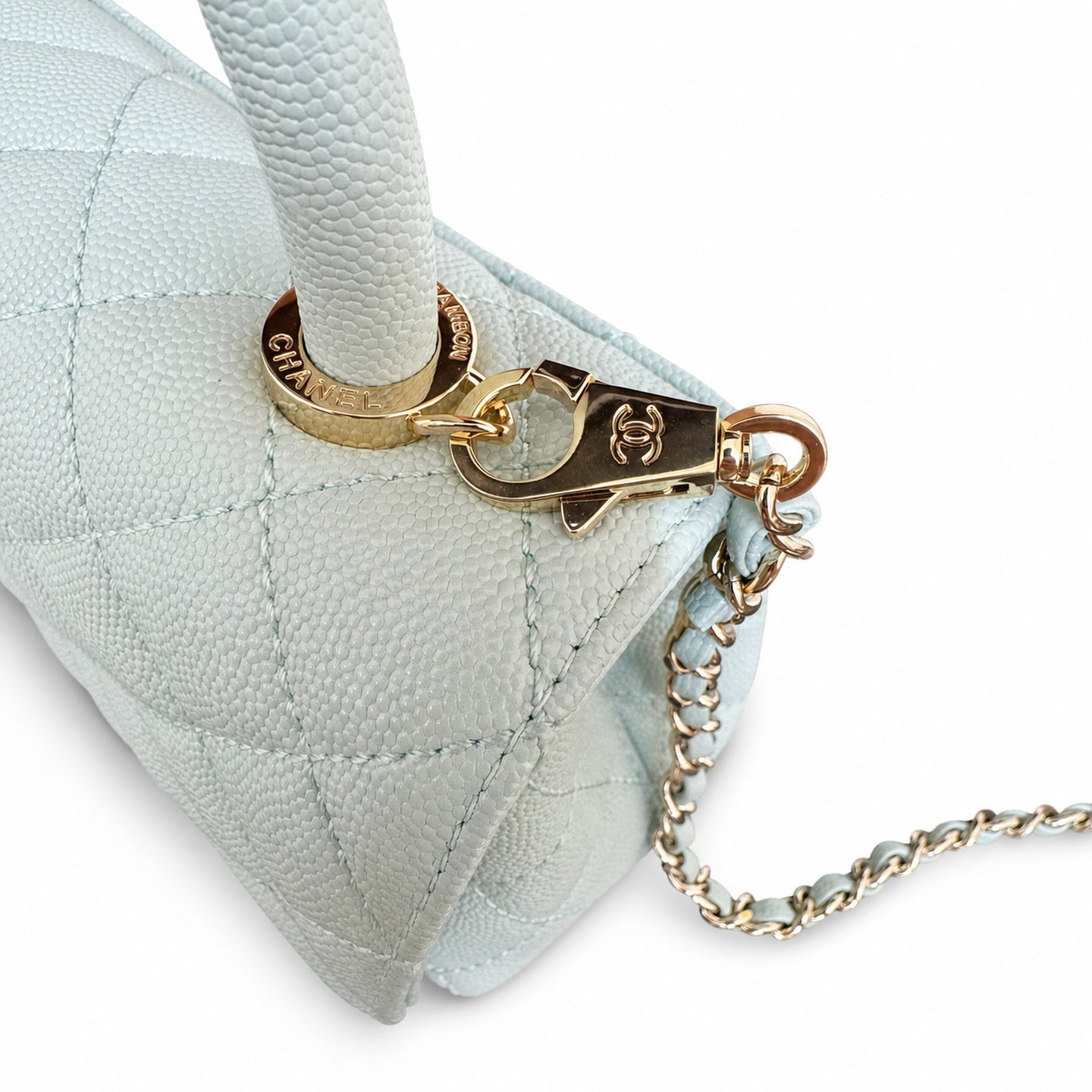 Chanel Coco Handle Mini Blue Gold Handbag