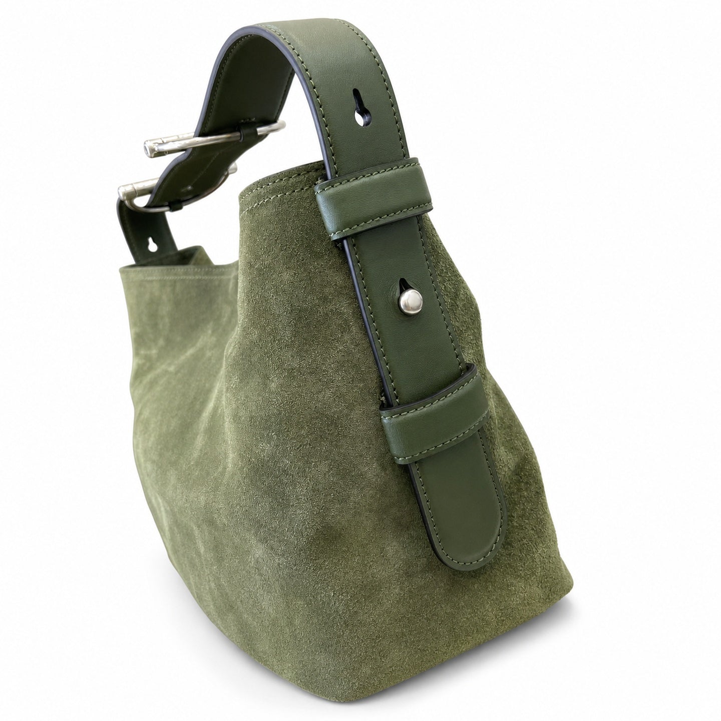 Gucci Horsebit Cotton Suede Leather Green Gold Handbag