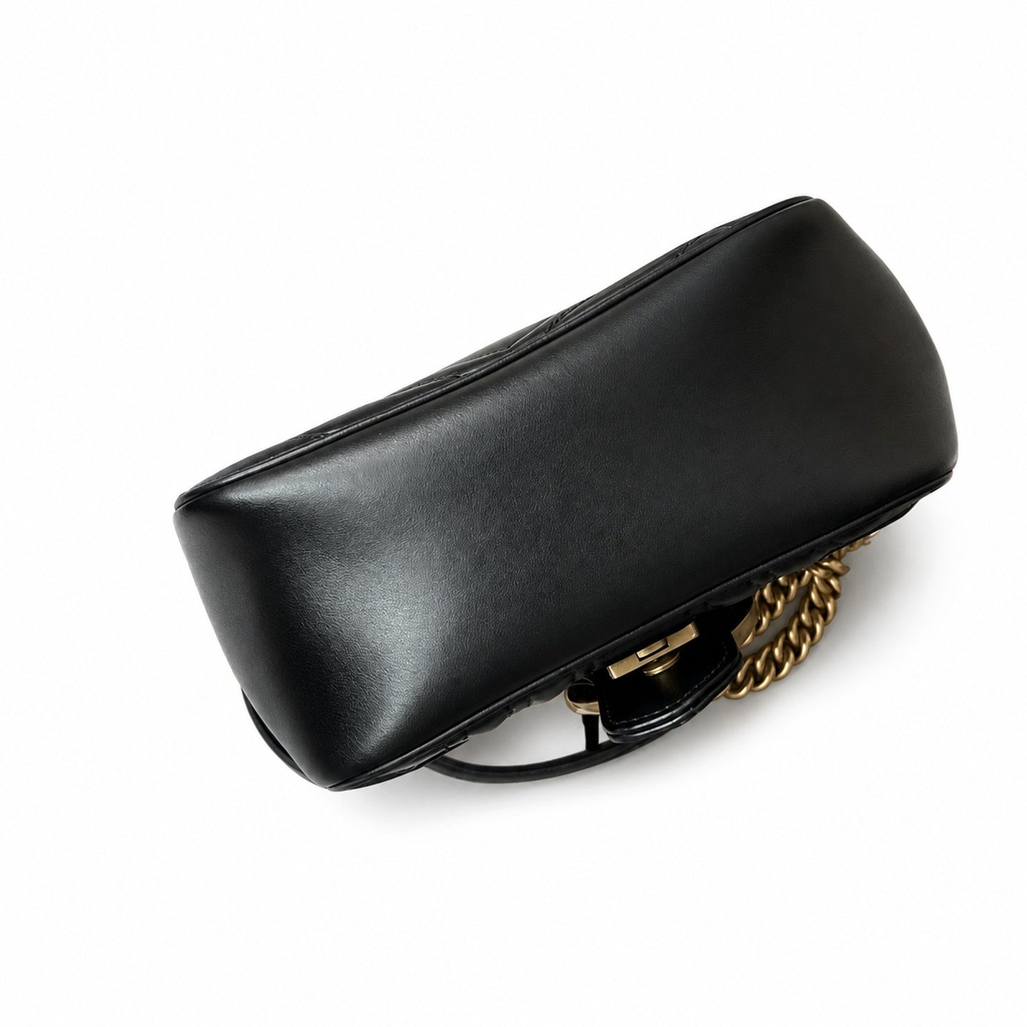 Gucci GG Marmont Quilted Leather Black Gold Handbag