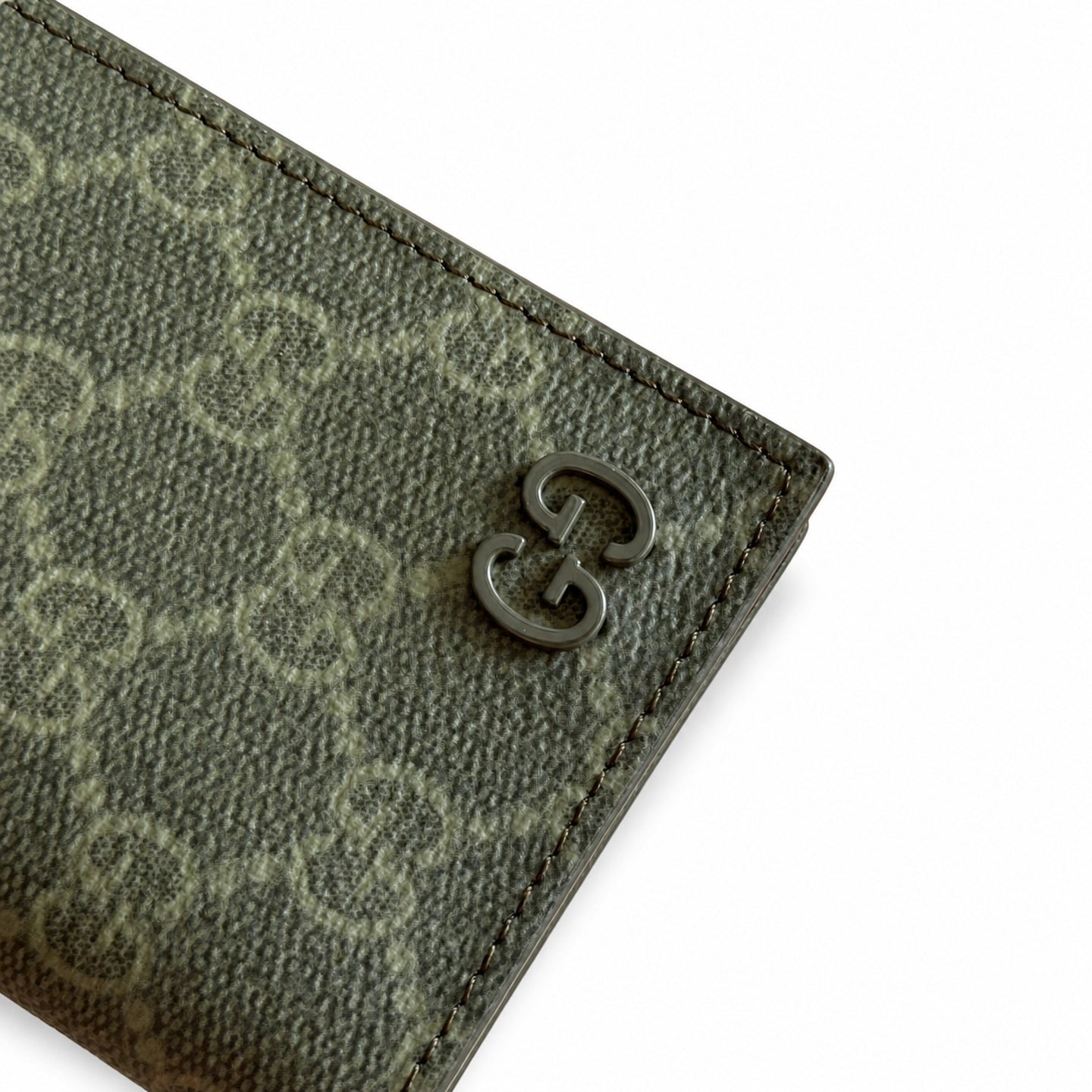 Gucci Supreme Canvas Leather Black Beige Green Card Holder