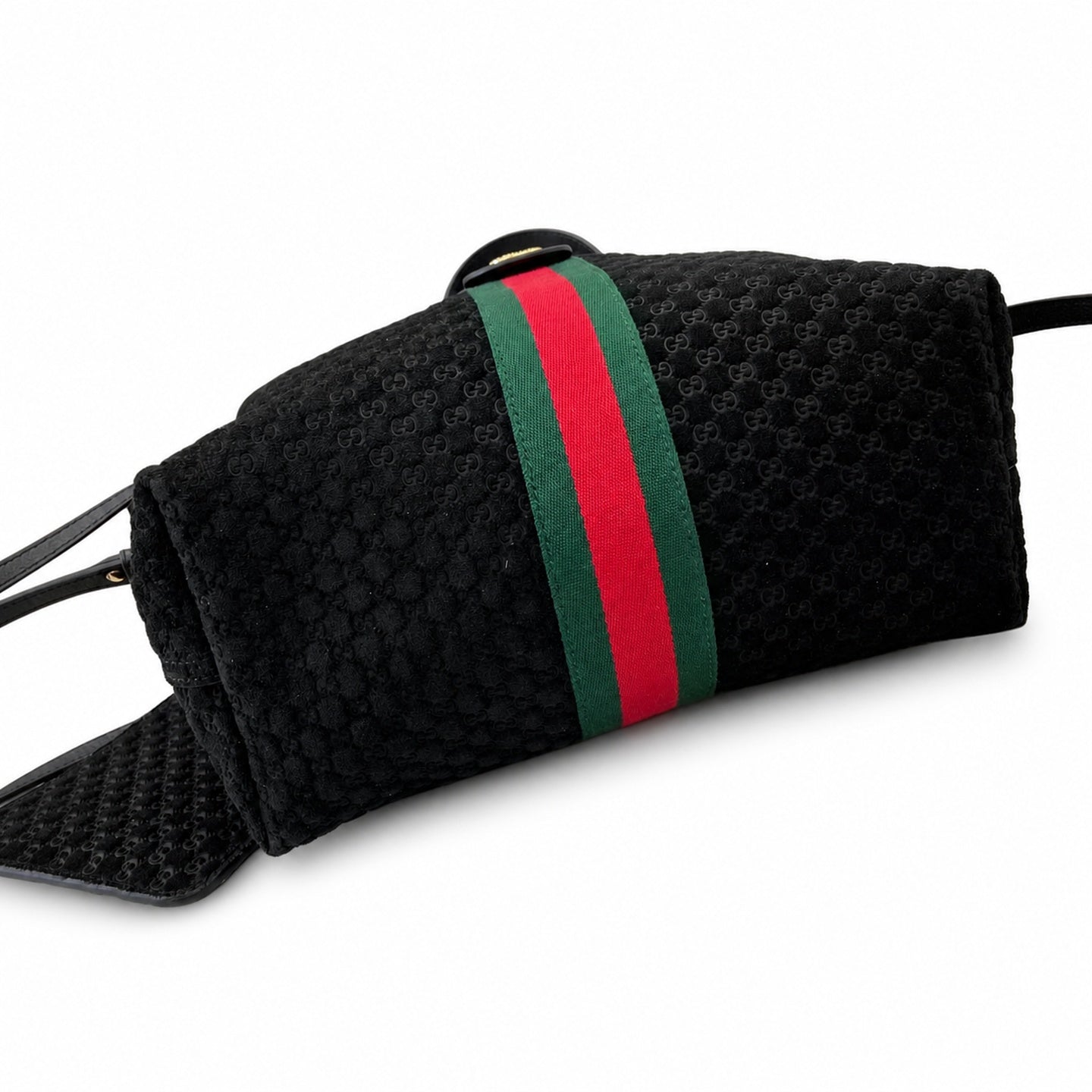 Gucci Giglio Small Cotton Suede Canvas Velvet Leather Black Red Green Gold Tote Bag