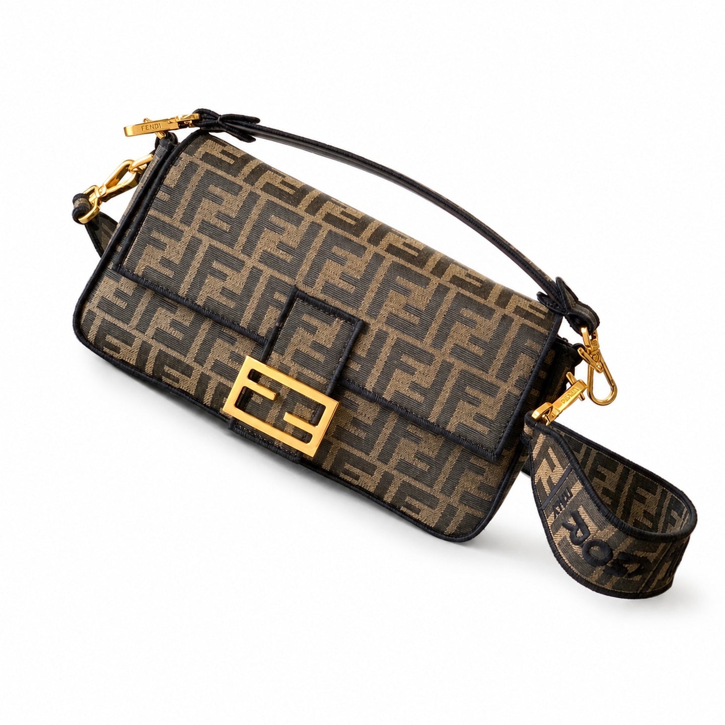 Fendi Baguette Medium Embroidered Black Handbag