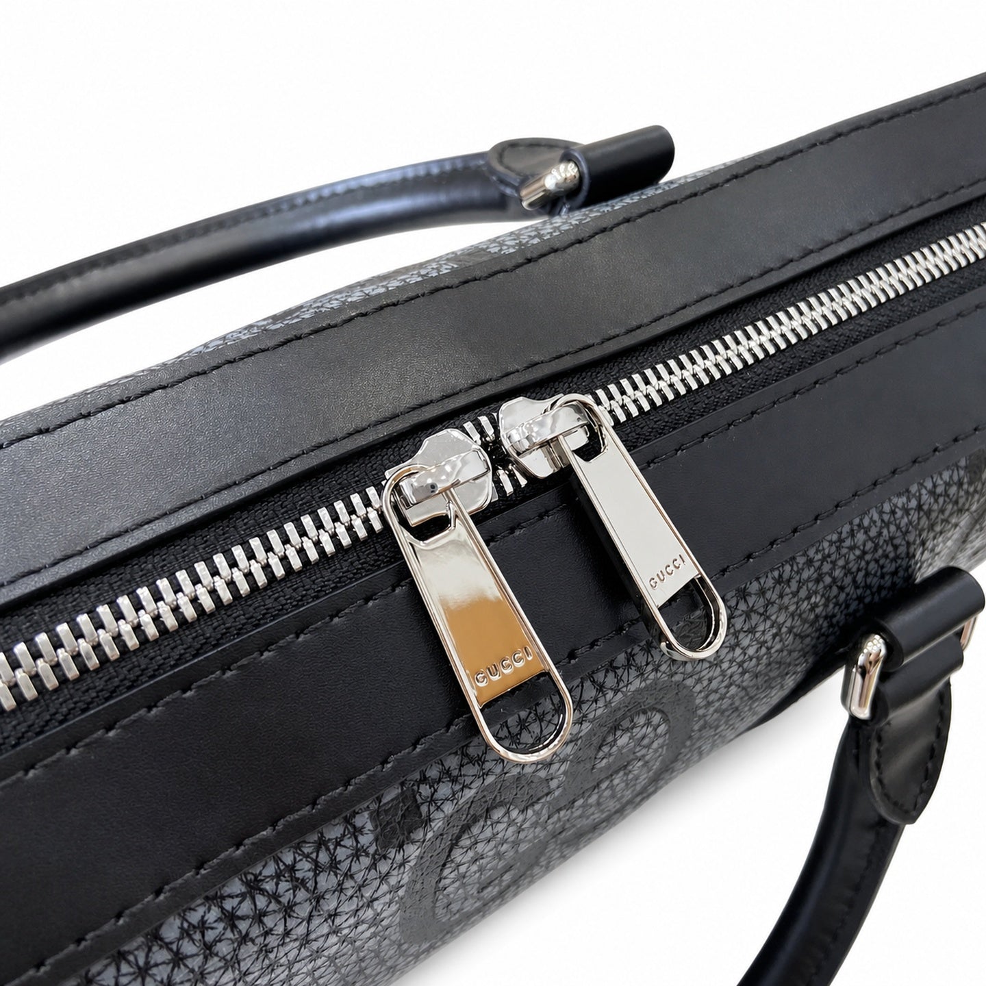 Gucci Cotton Leather Black Gray Briefcase