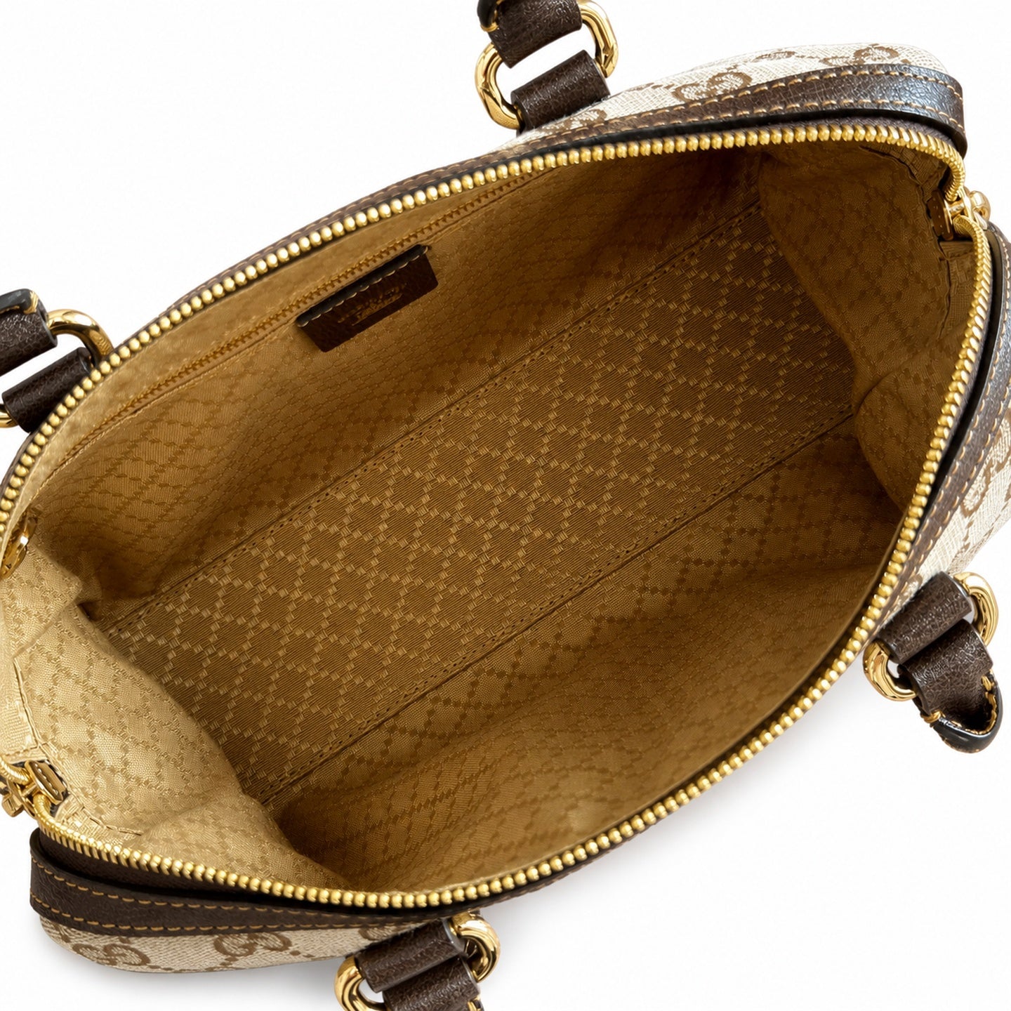 Gucci Supreme Small Canvas Leather Brown Gold Handbag