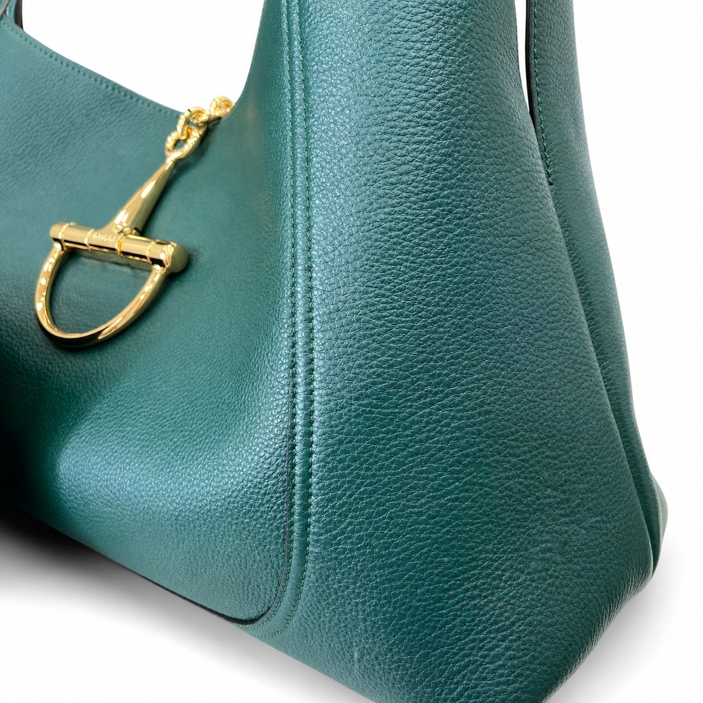Gucci Leather Brown Green Gold Shoulder Bag