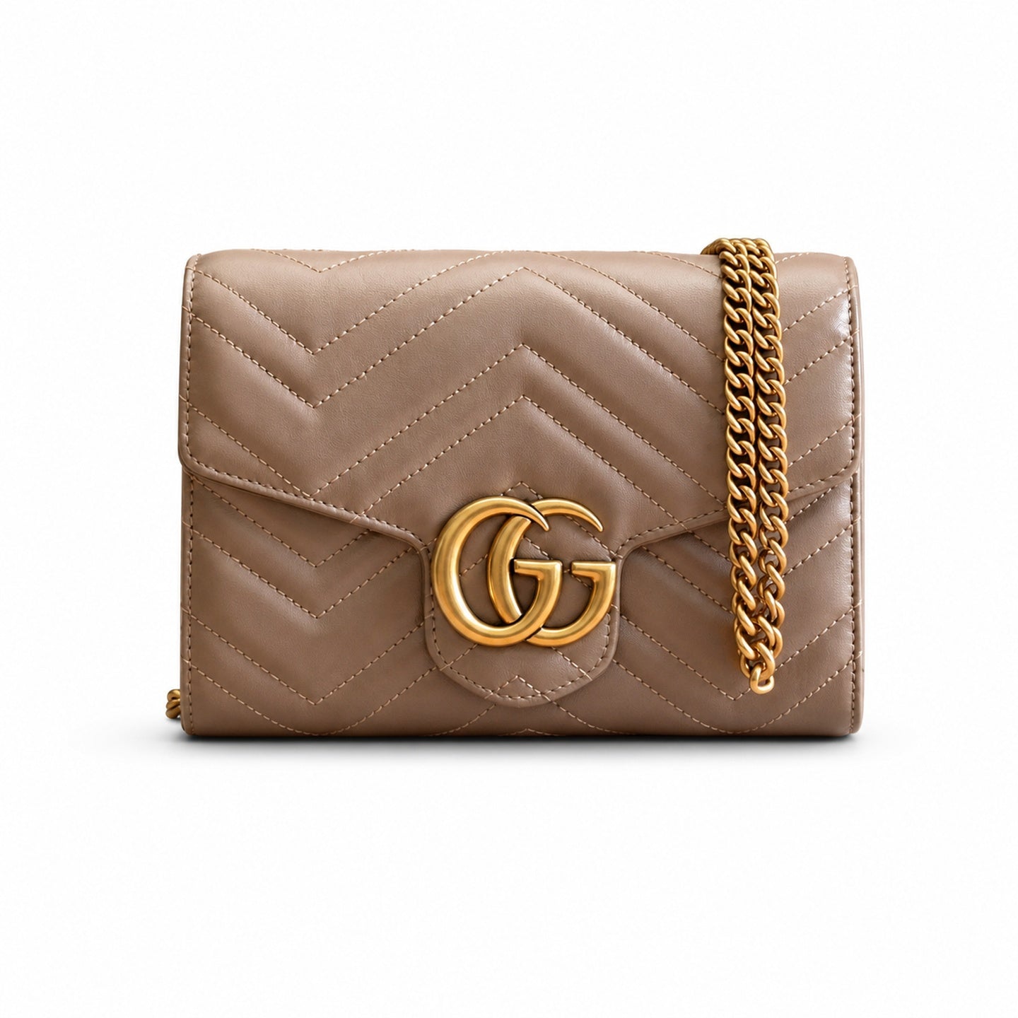 Gucci GG Marmont Mini Quilted Matelasse Leather Beige Handbag