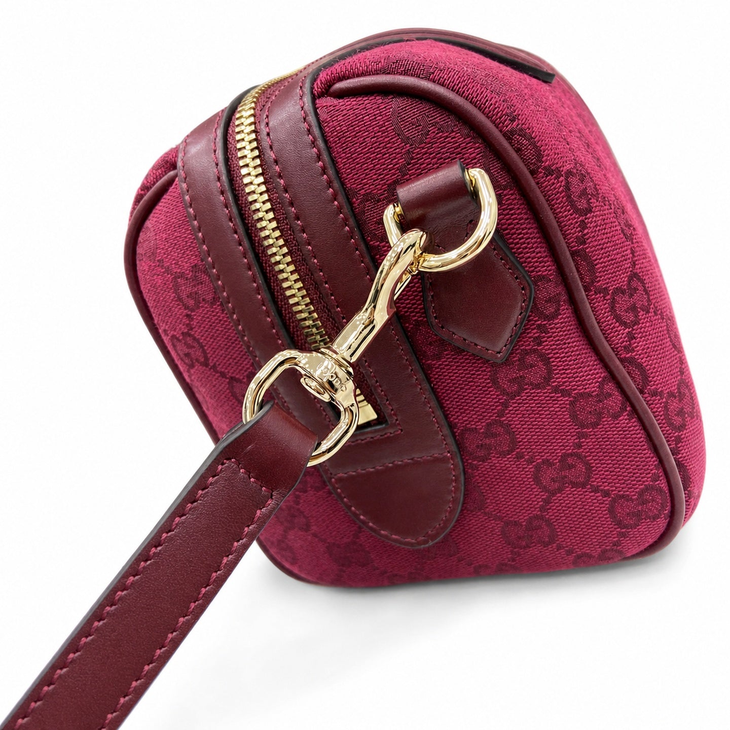 Gucci Ophidia Supreme Small Canvas Leather Red Green Gold Boston Bag