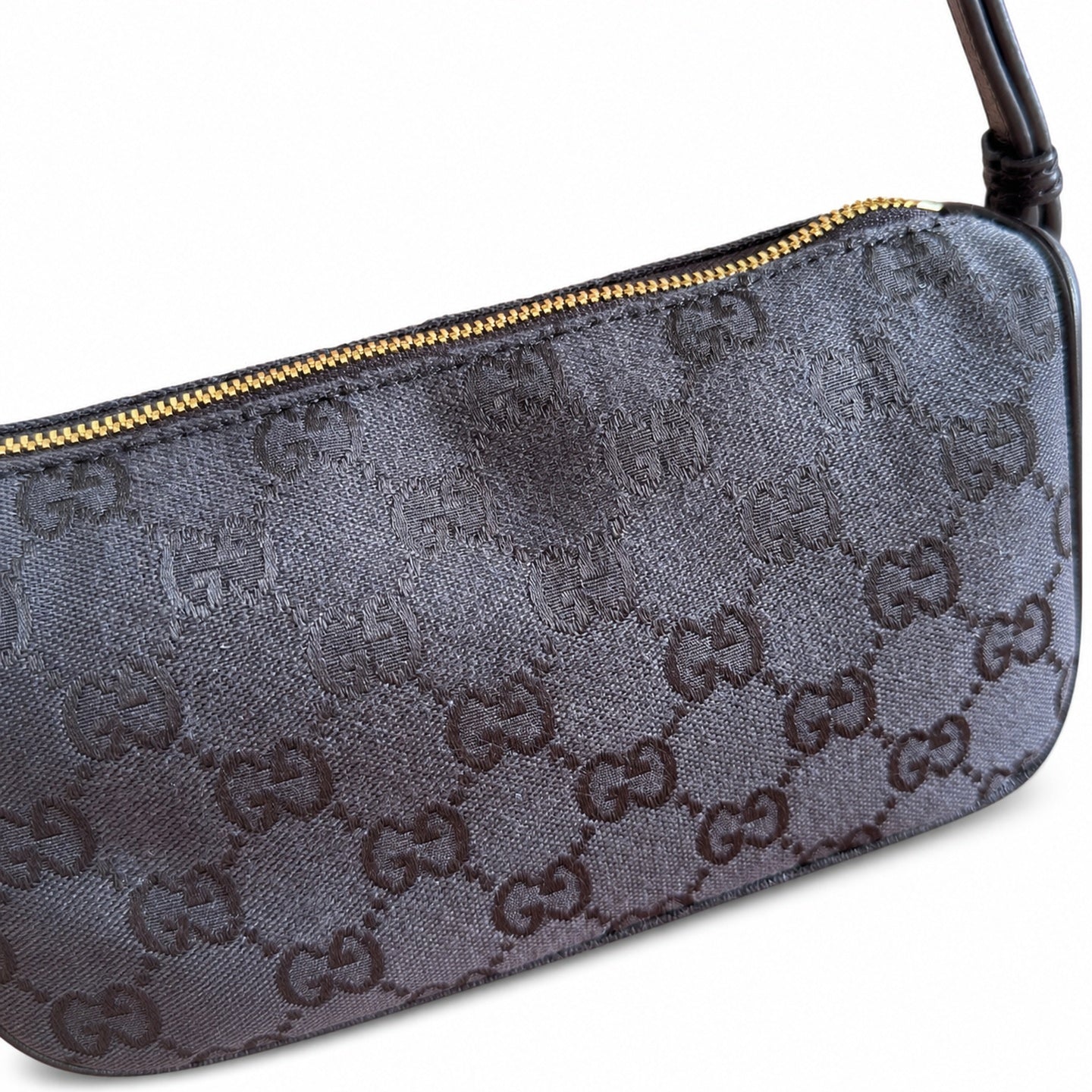 Gucci Horsebit Mini Cotton Canvas Leather Brown Gold Bag