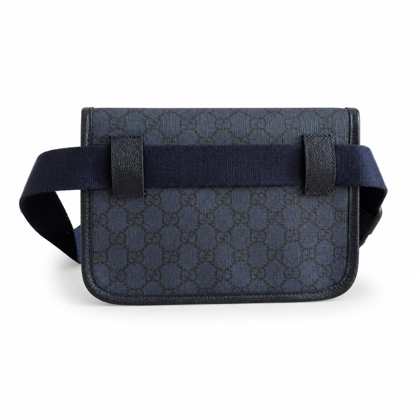 Gucci Ophidia Men's Supreme Small Cotton Canvas Leather Black Gray Blue Waist Bag