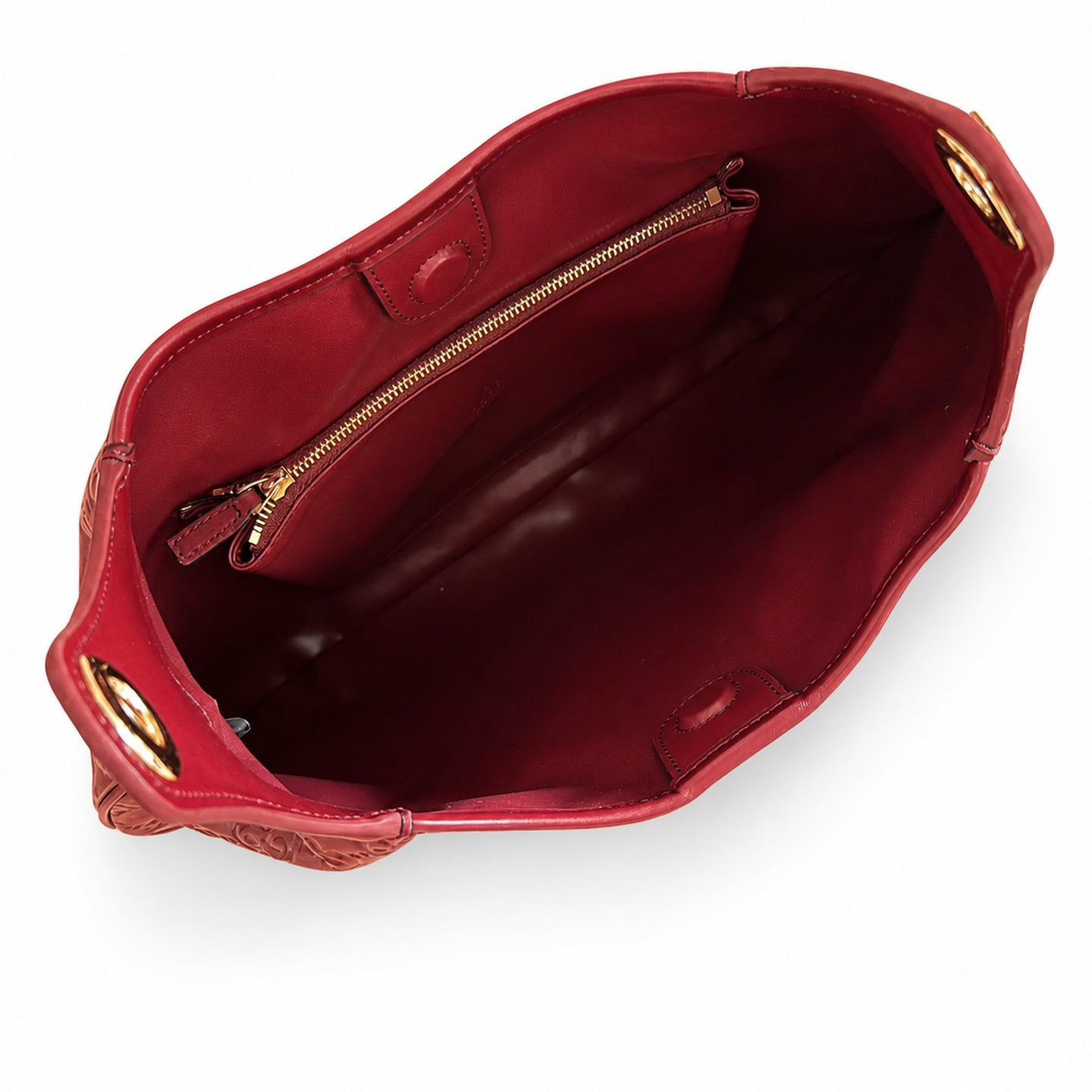 Gucci Suede Leather Brown Gold Burgundy Bag