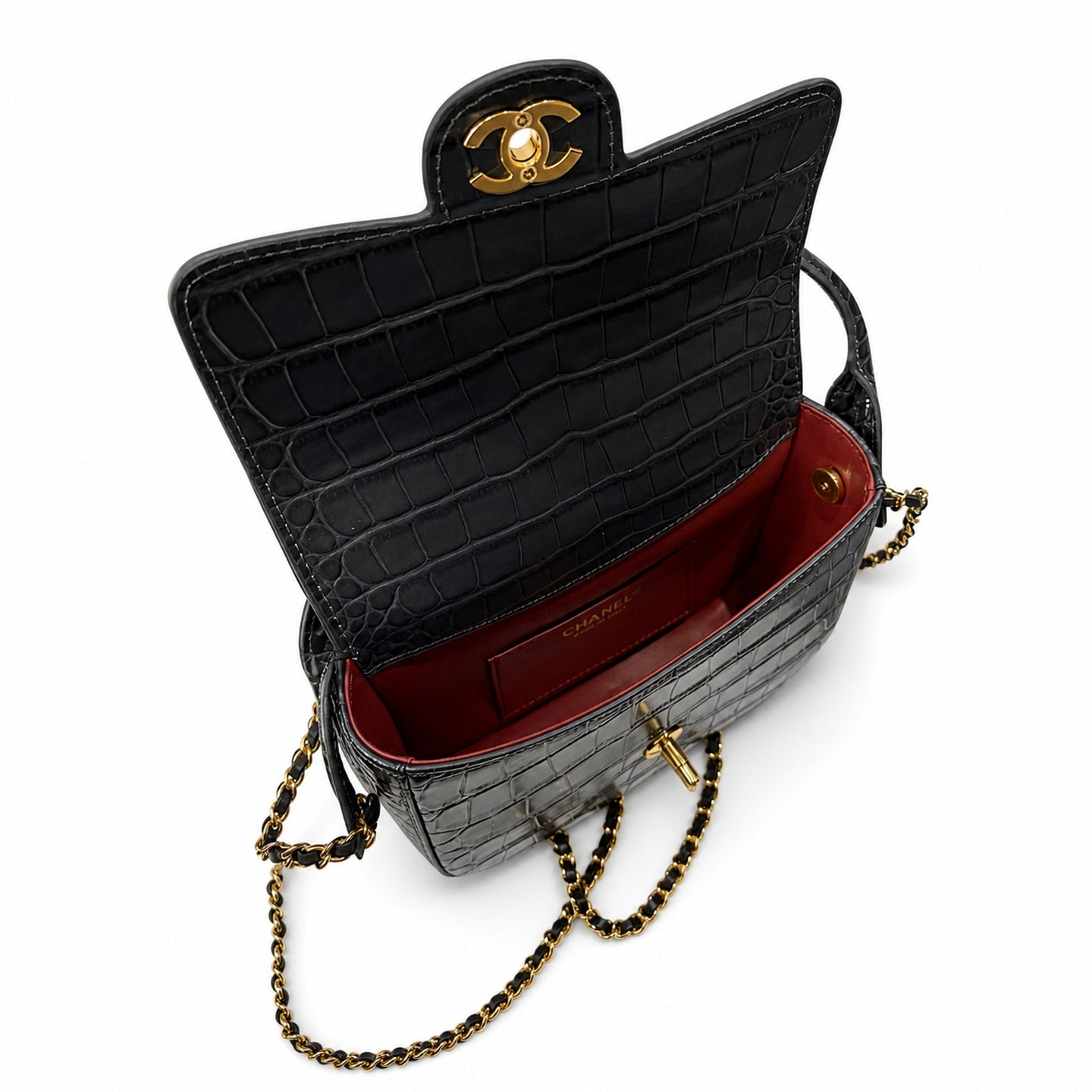 Chanel Croc-Embossed Leather Bag