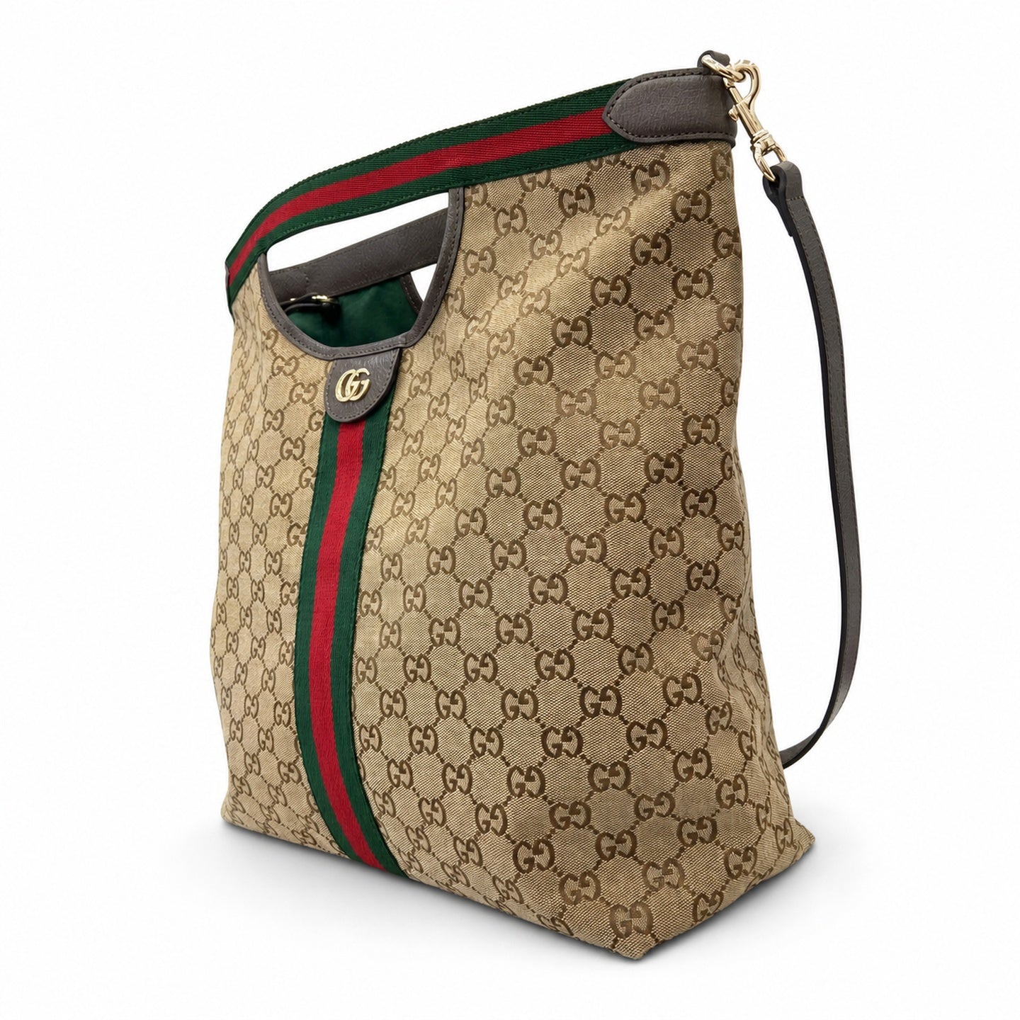 Gucci Giglio Men's Cotton Canvas Leather Black Beige Brown Red Green Gold Handbag