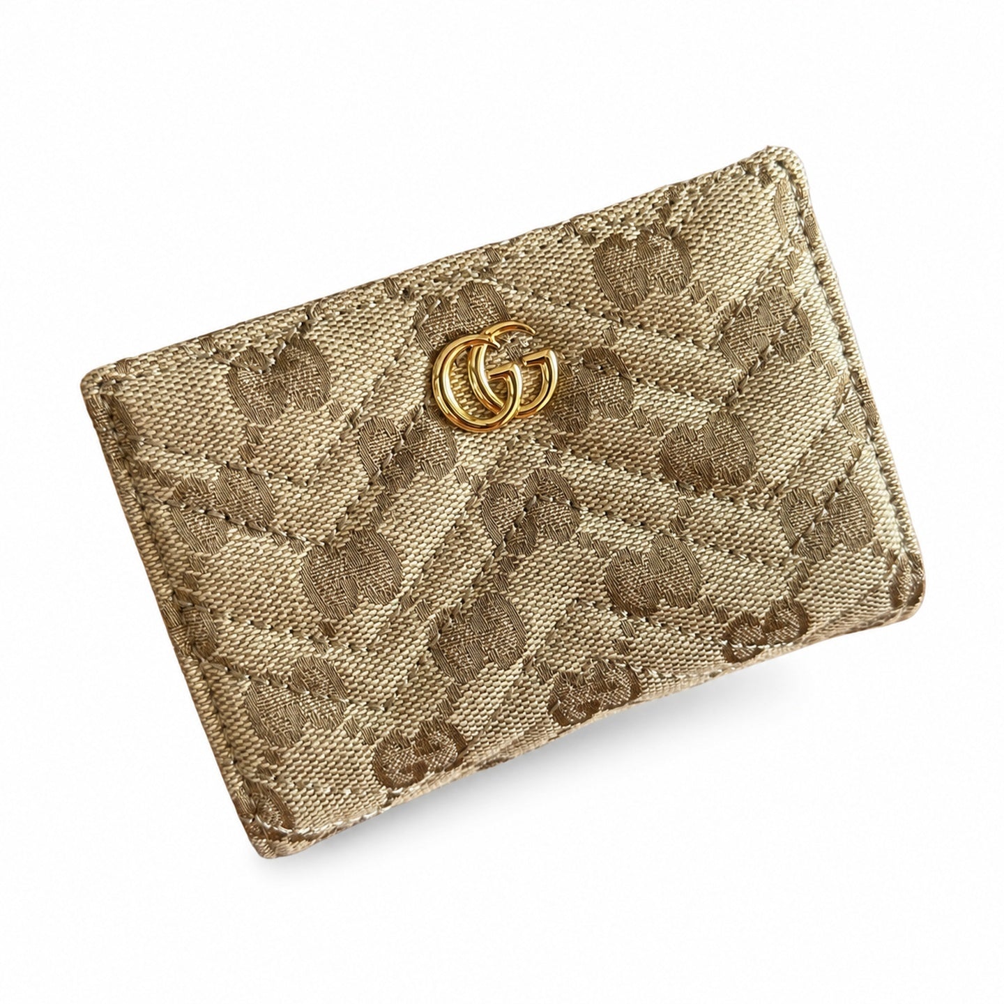 Gucci GG Marmont Small Canvas Leather Brown Gold Wallet