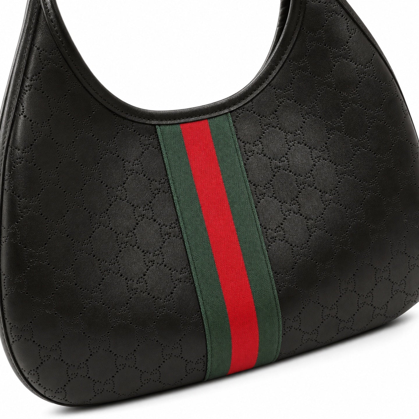 Gucci Giglio Leather Black Beige Gold Clutch