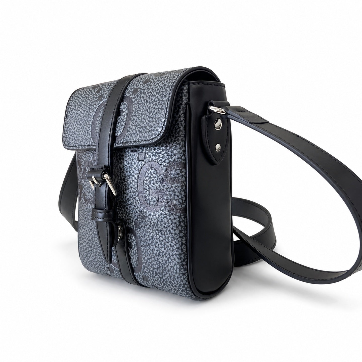 Gucci Small Cotton Leather Black Gray Messenger Bag