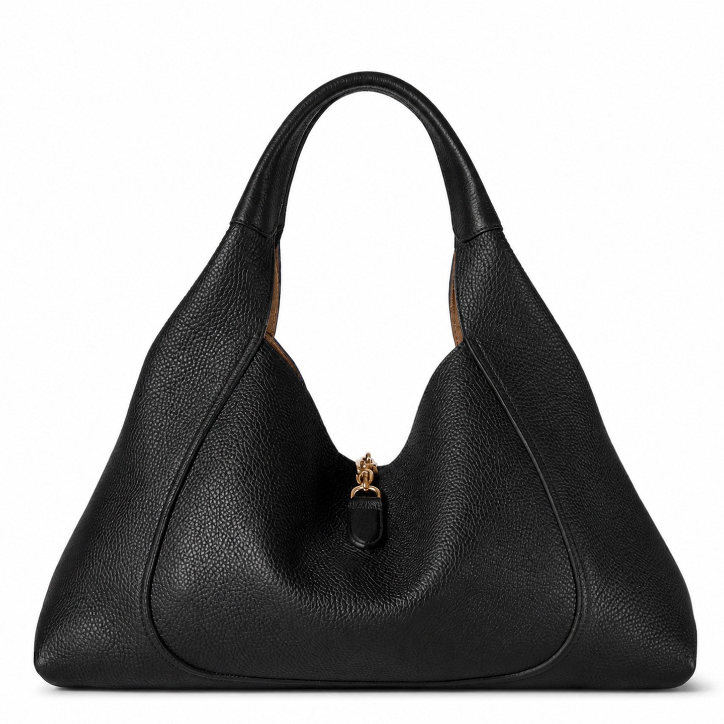 Gucci Horsebit Large Leather Black Brown Gold Shoulder Bag