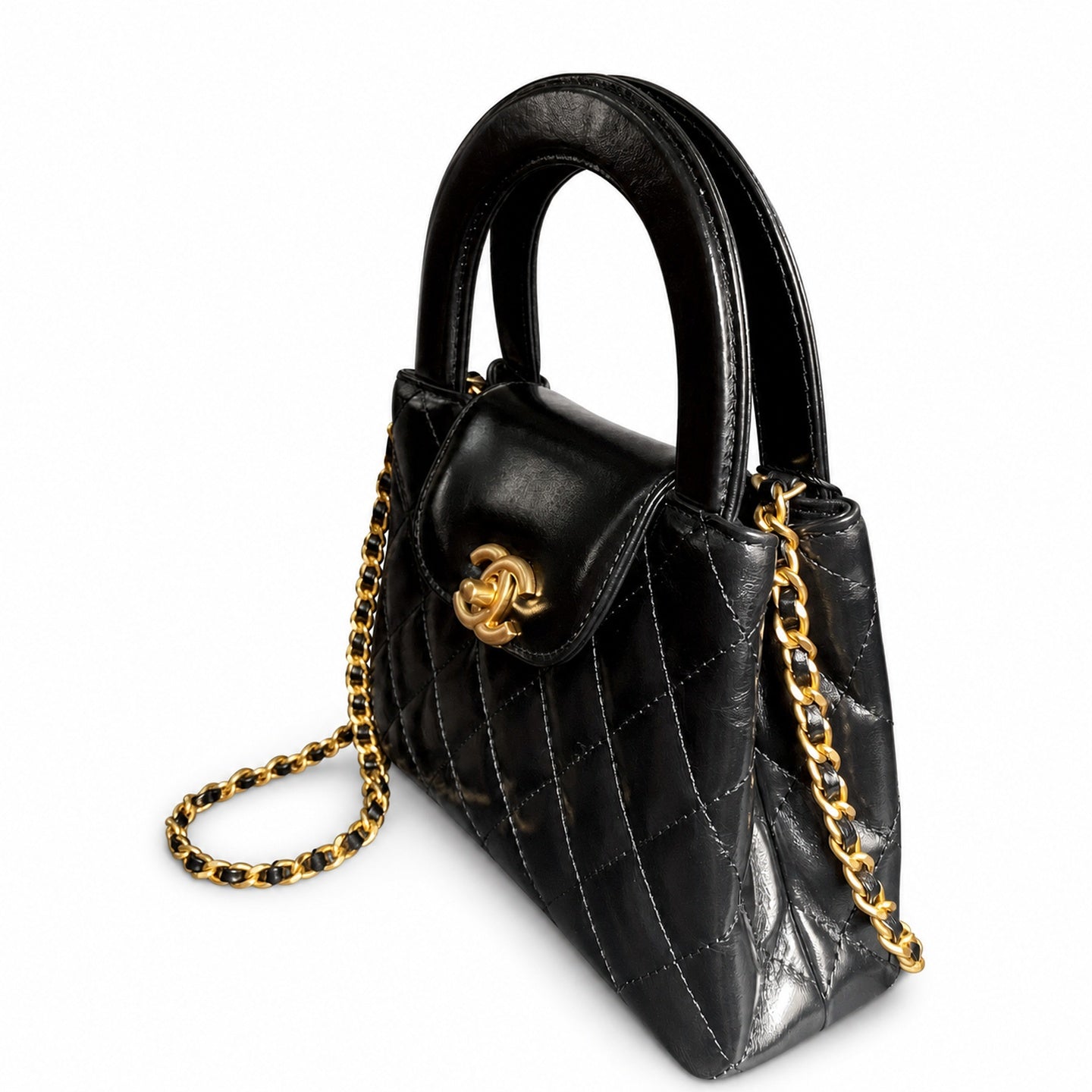 Chanel Kelly Leather Black Chain Bag